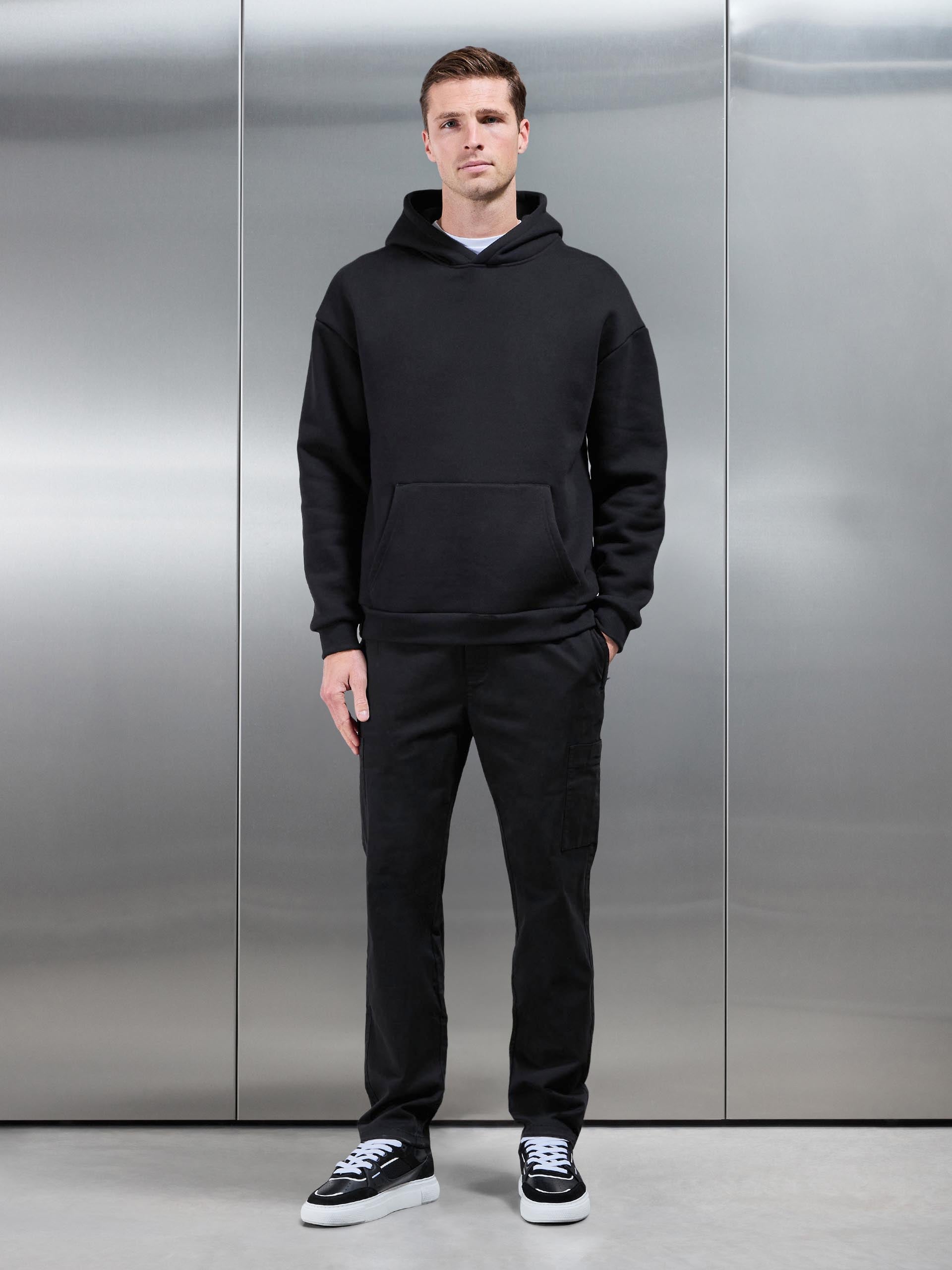 Relaxed Fit Garment Dye Cargo Pant in Black