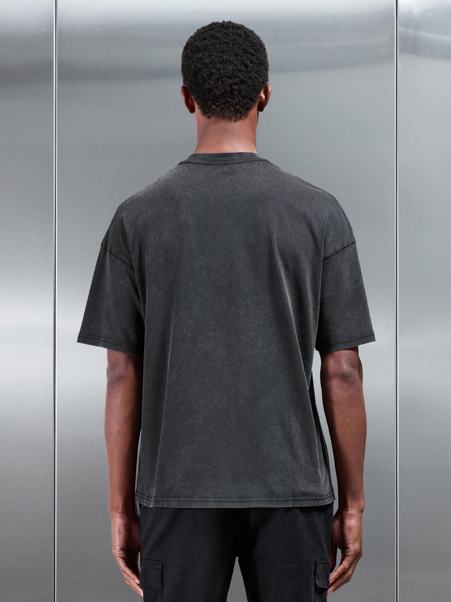 Relaxed Fit Garment Dye T-Shirt in Black