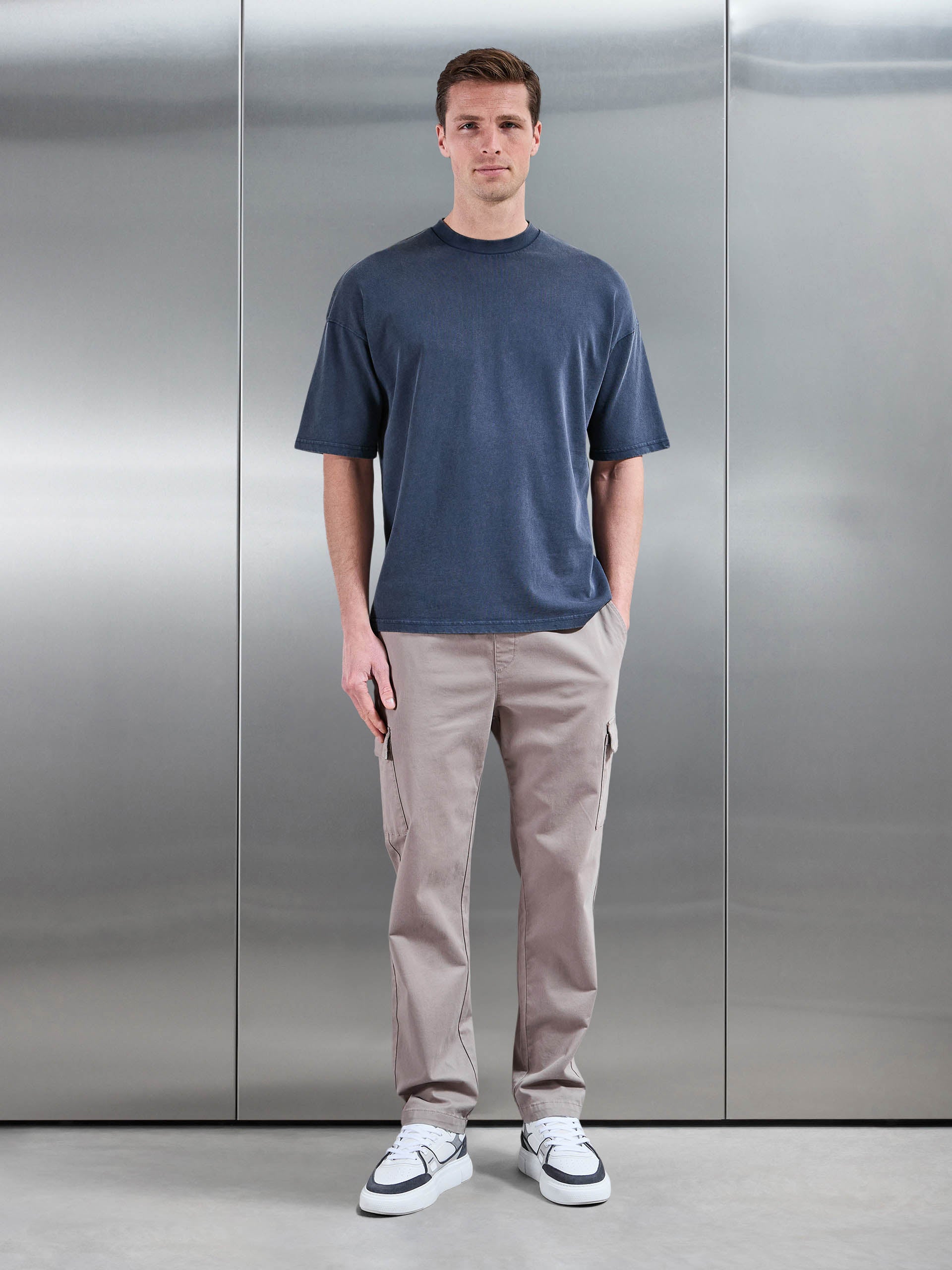 Relaxed Fit Garment Dye T-Shirt in Navy