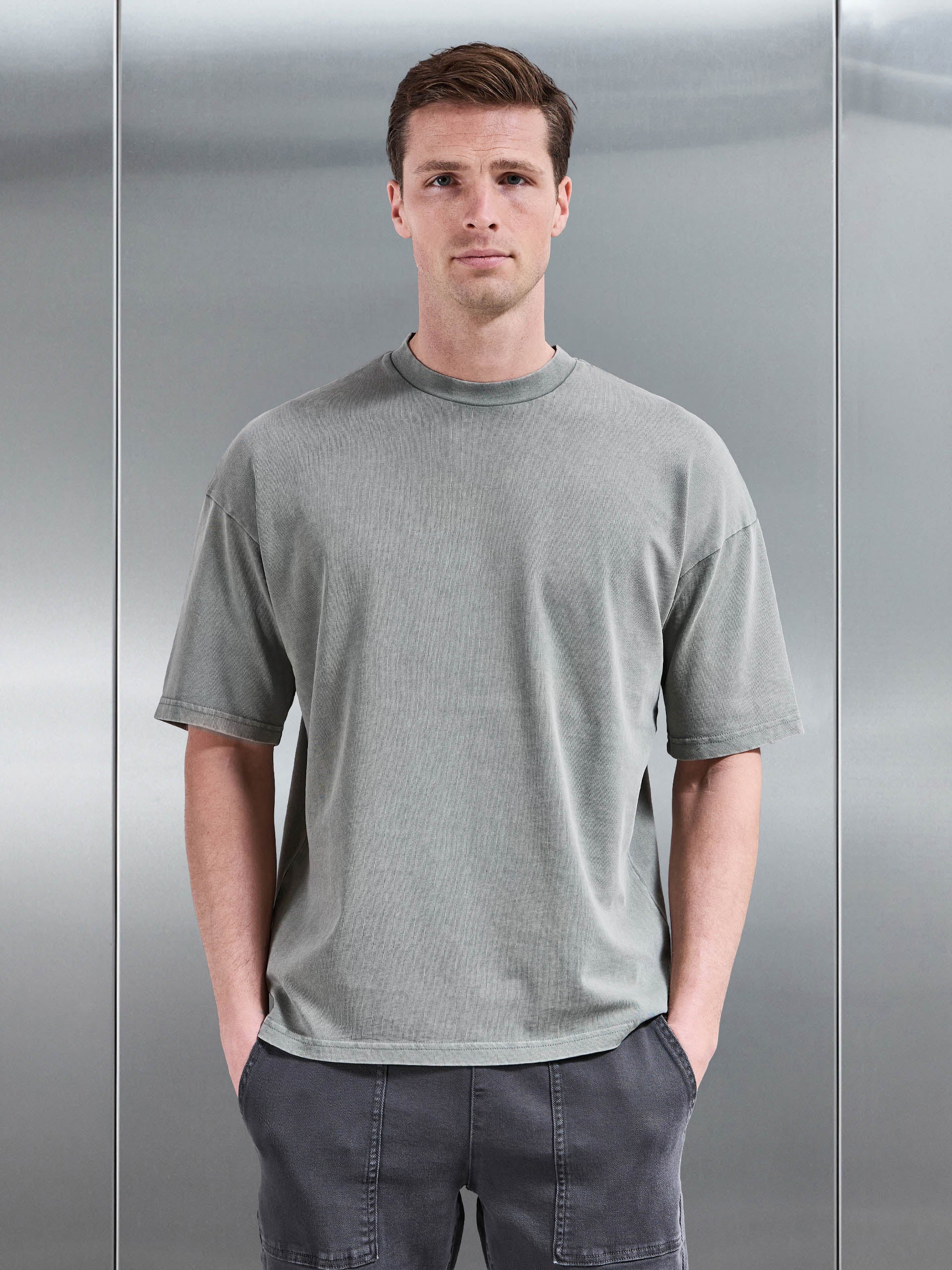 Relaxed Fit Garment Dye T-Shirt in Olive
