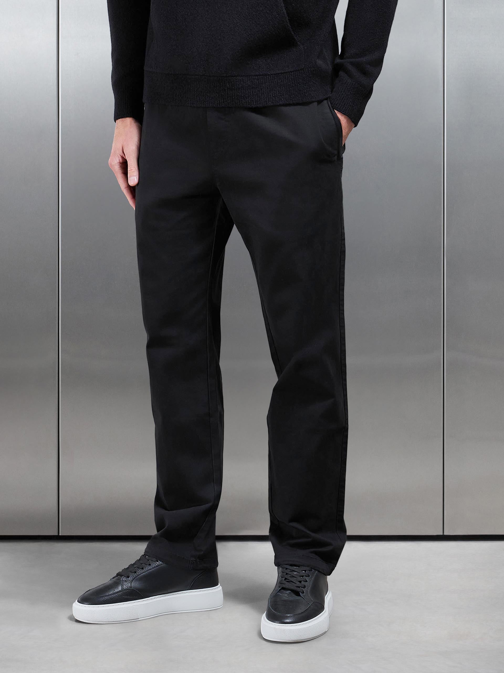 Relaxed Fit Garment Dye Trouser in Black