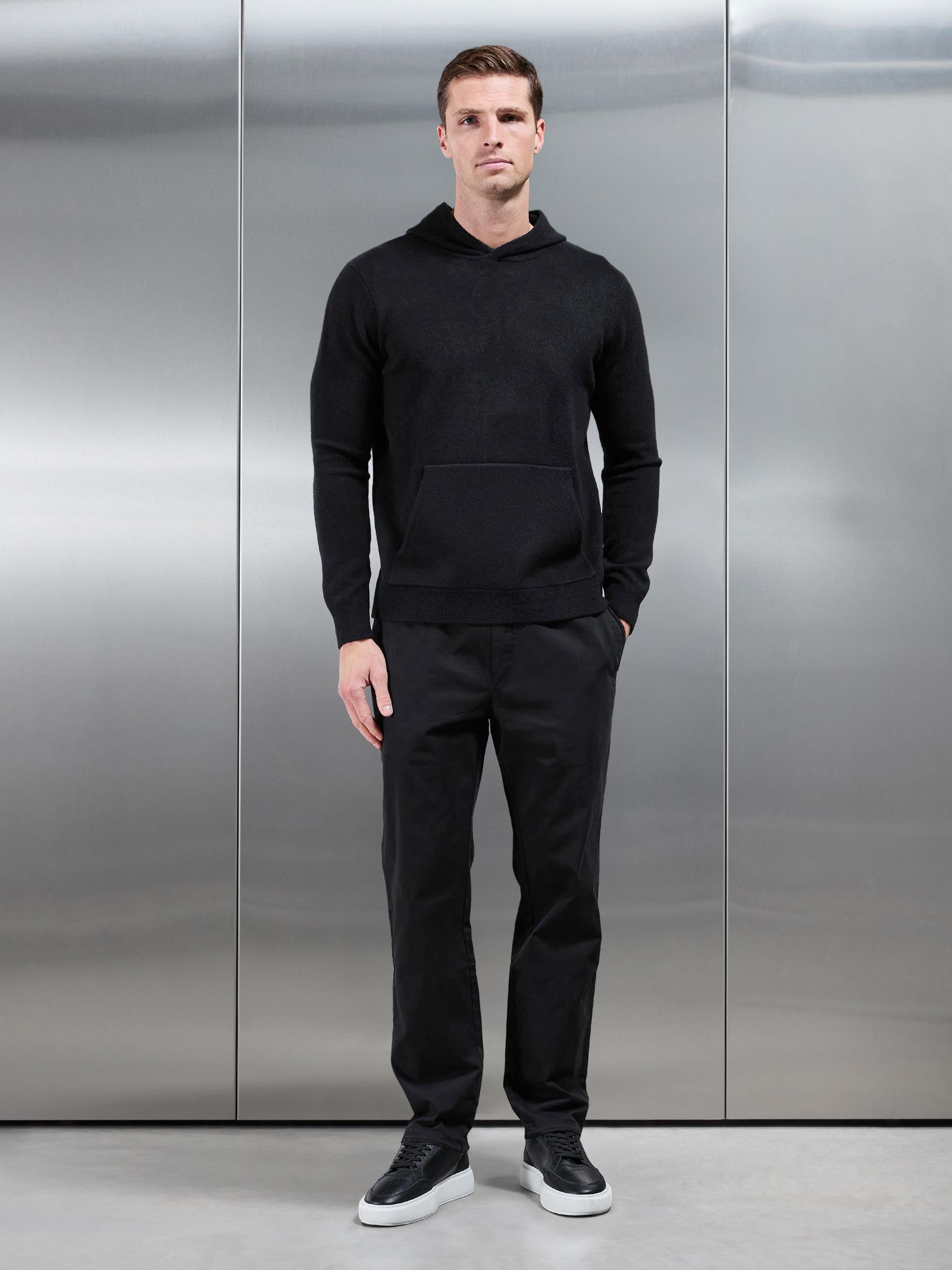 Relaxed Fit Garment Dye Trouser in Black