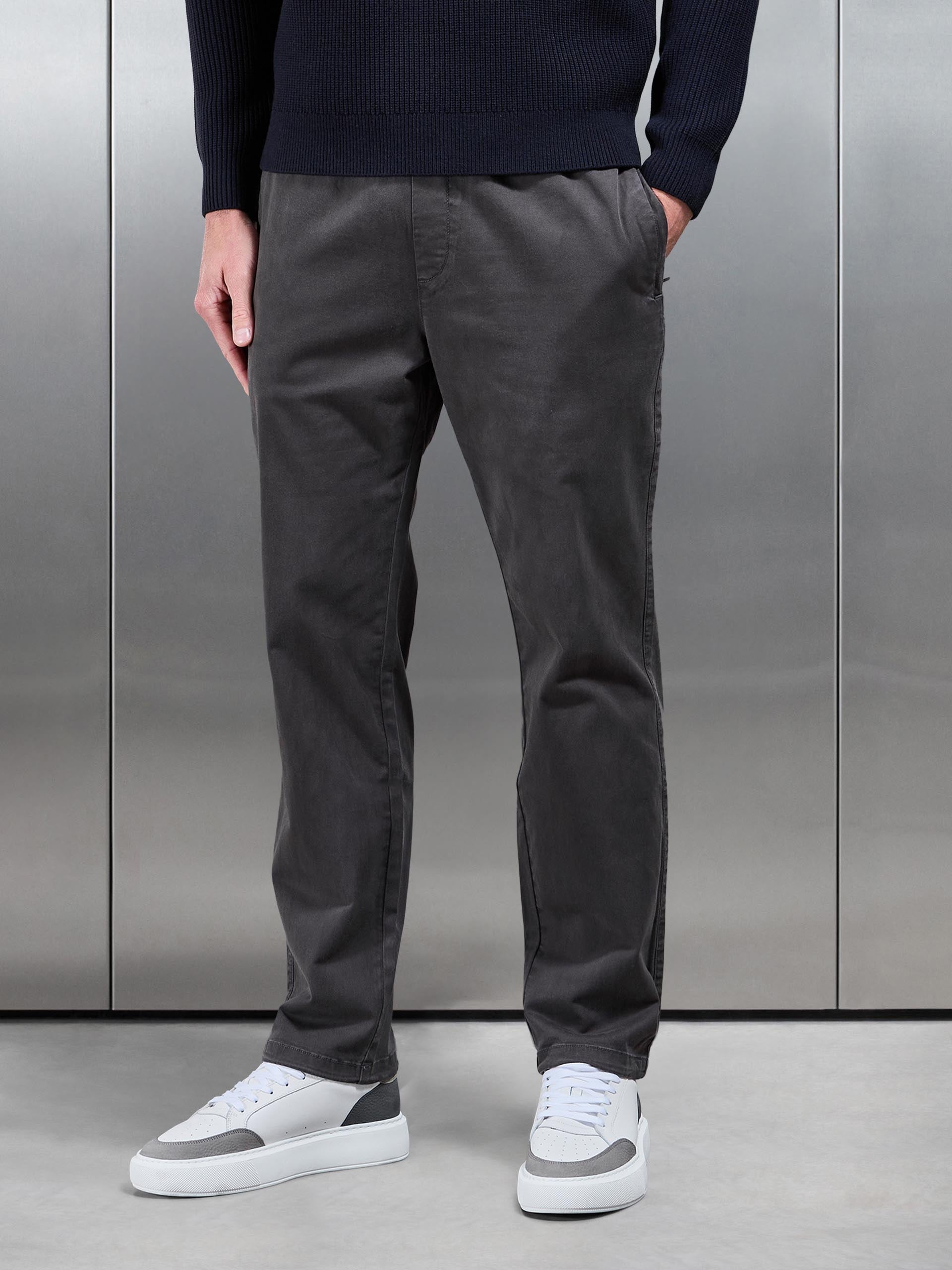 Relaxed Fit Garment Dye Trouser in Grey