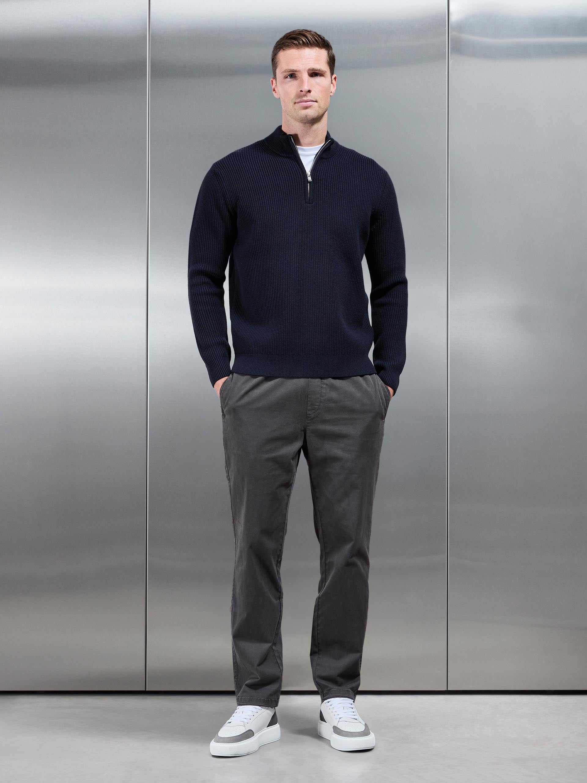 Relaxed Fit Garment Dye Trouser in Grey