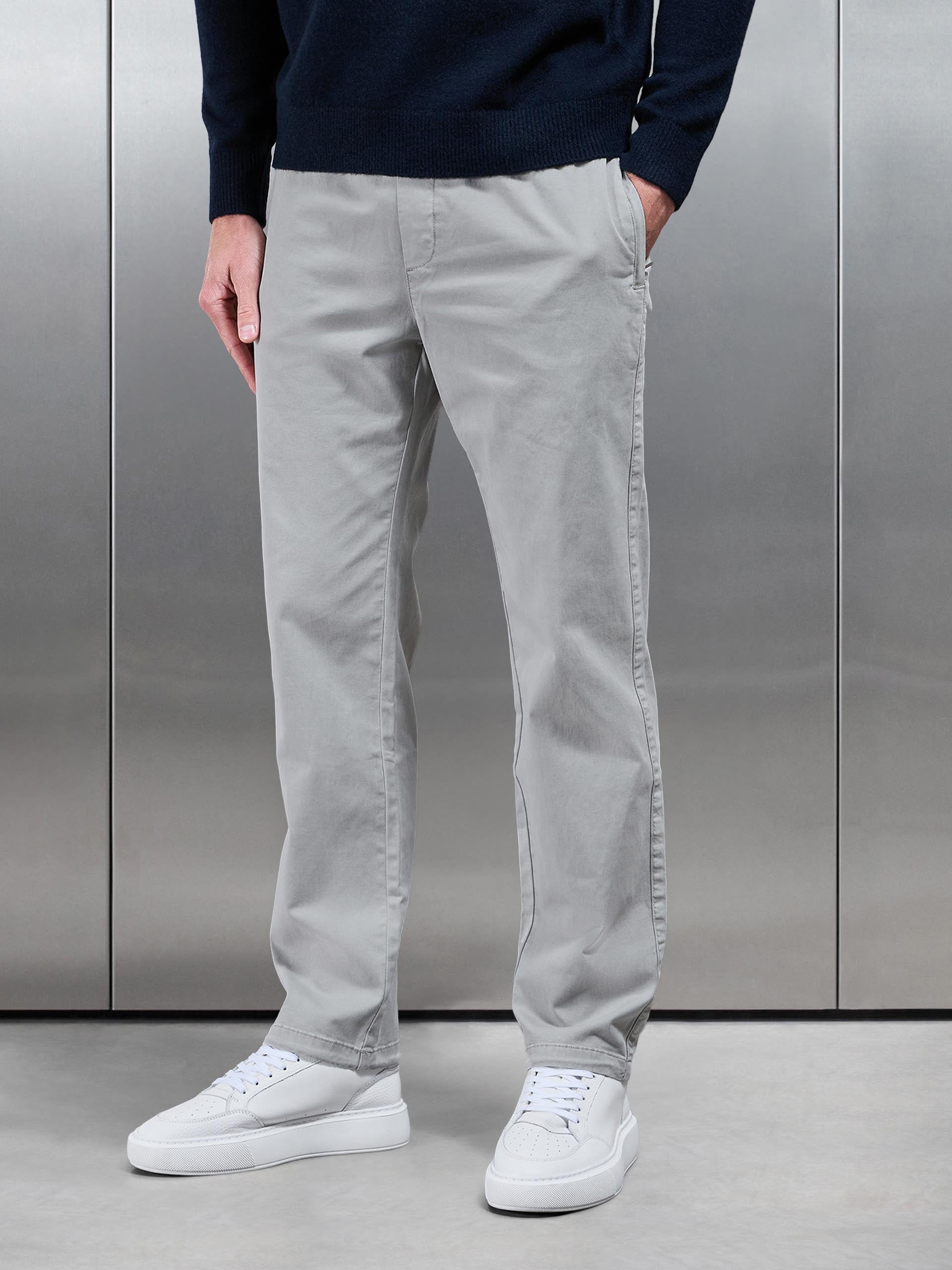 Relaxed Fit Garment Dye Trouser in Stone