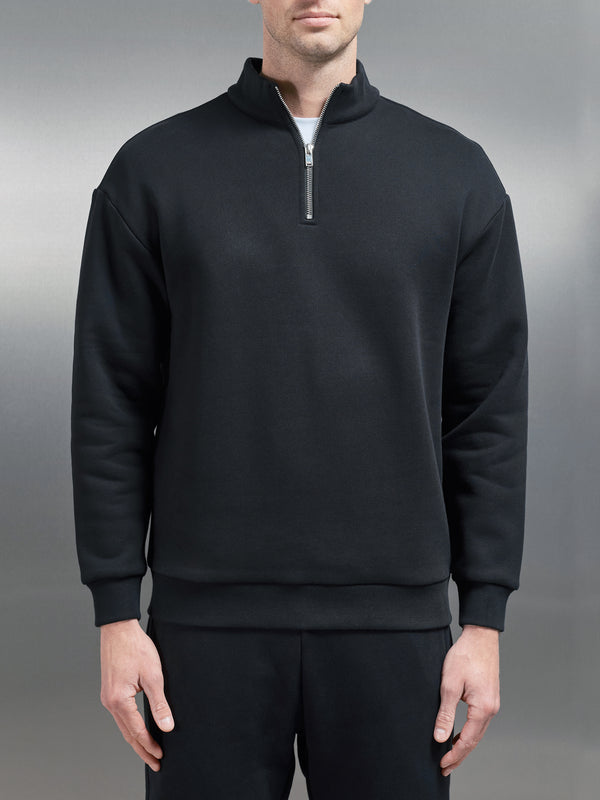 Relaxed Fit Half Zip in Black