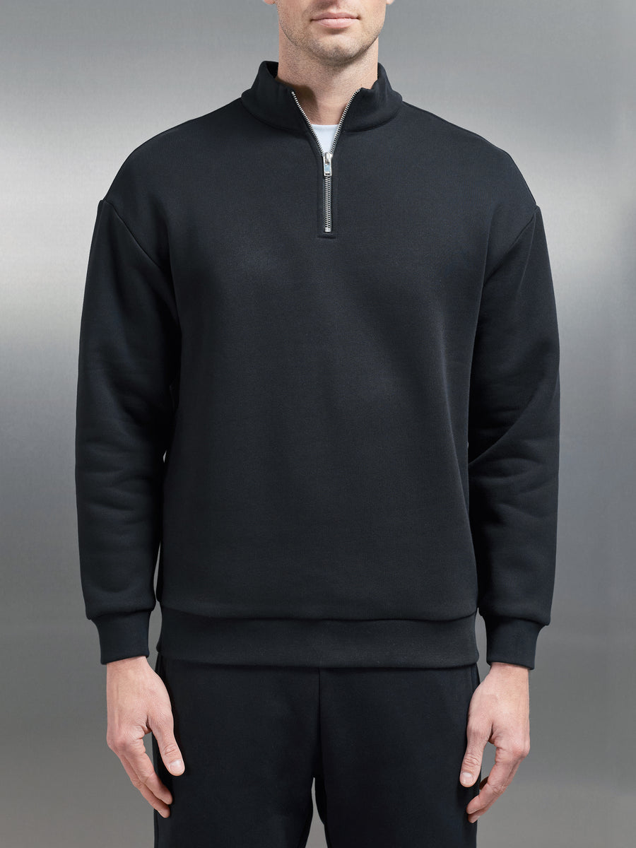 Relaxed Fit Half Zip in Black