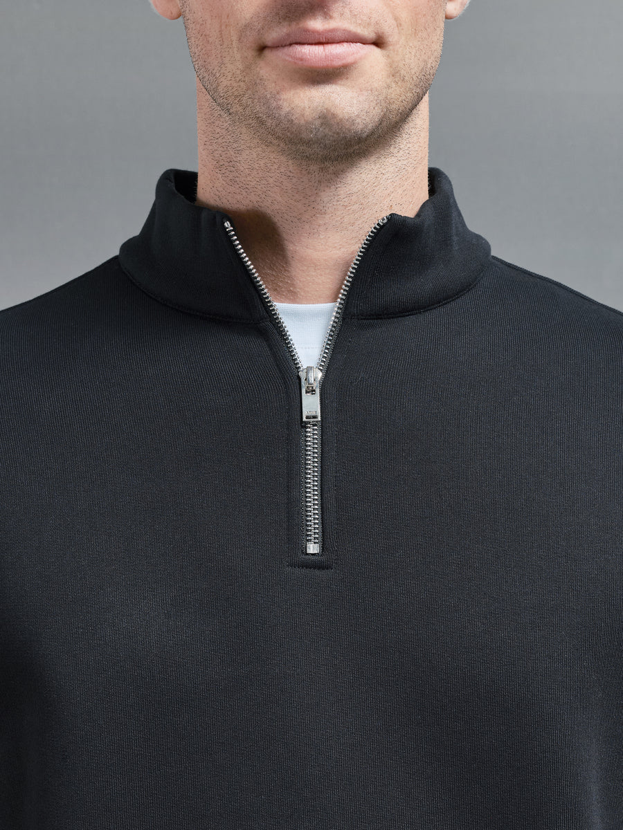 Relaxed Fit Half Zip in Black