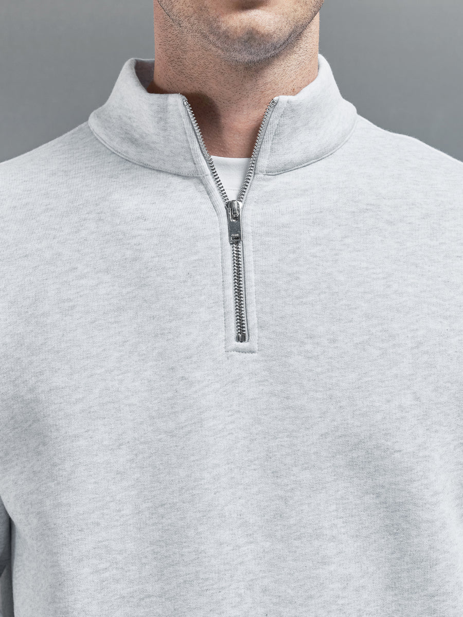 Relaxed Fit Half Zip in Marl Grey