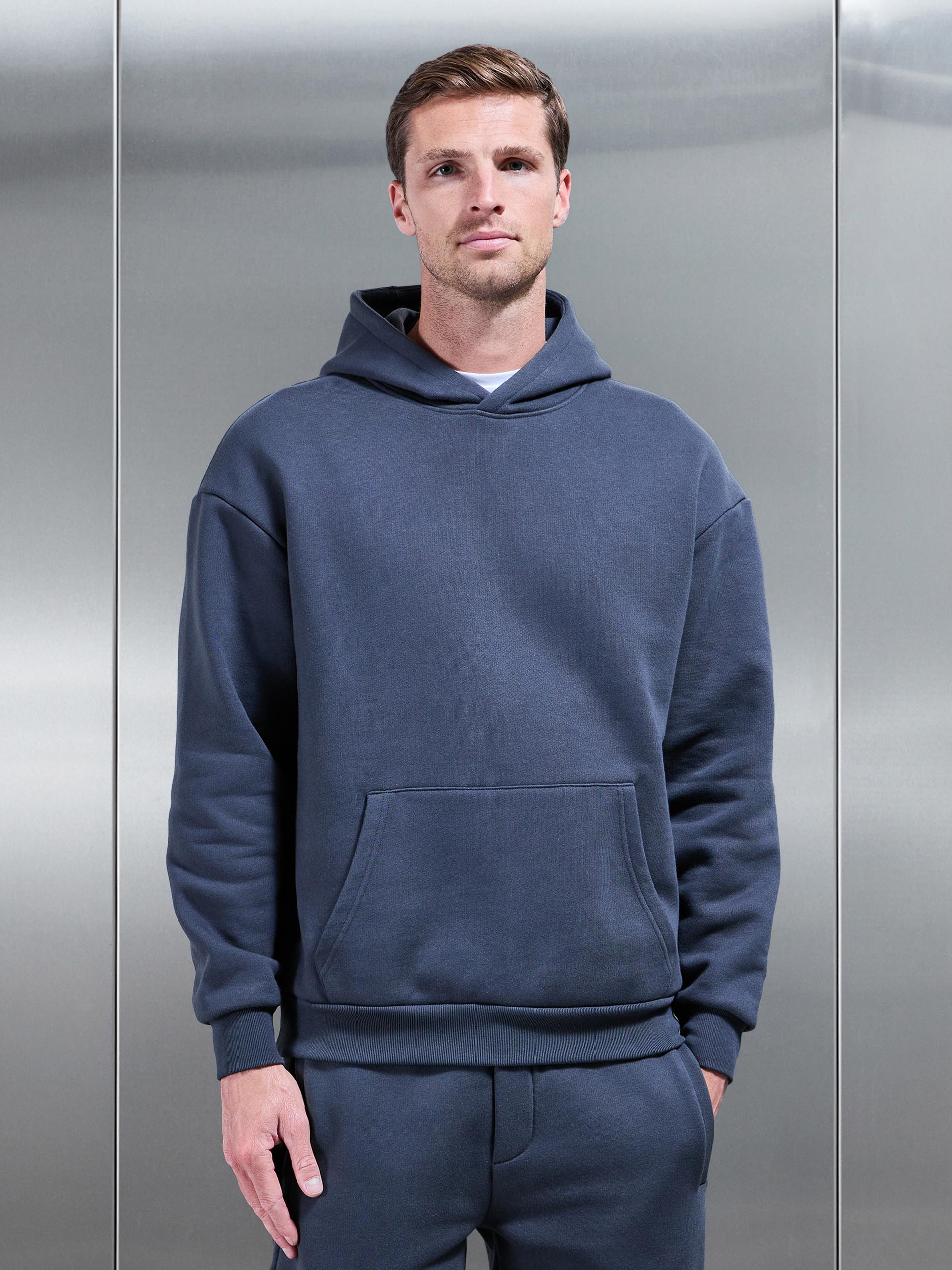 Relaxed Fit Hoodie in Slate Blue