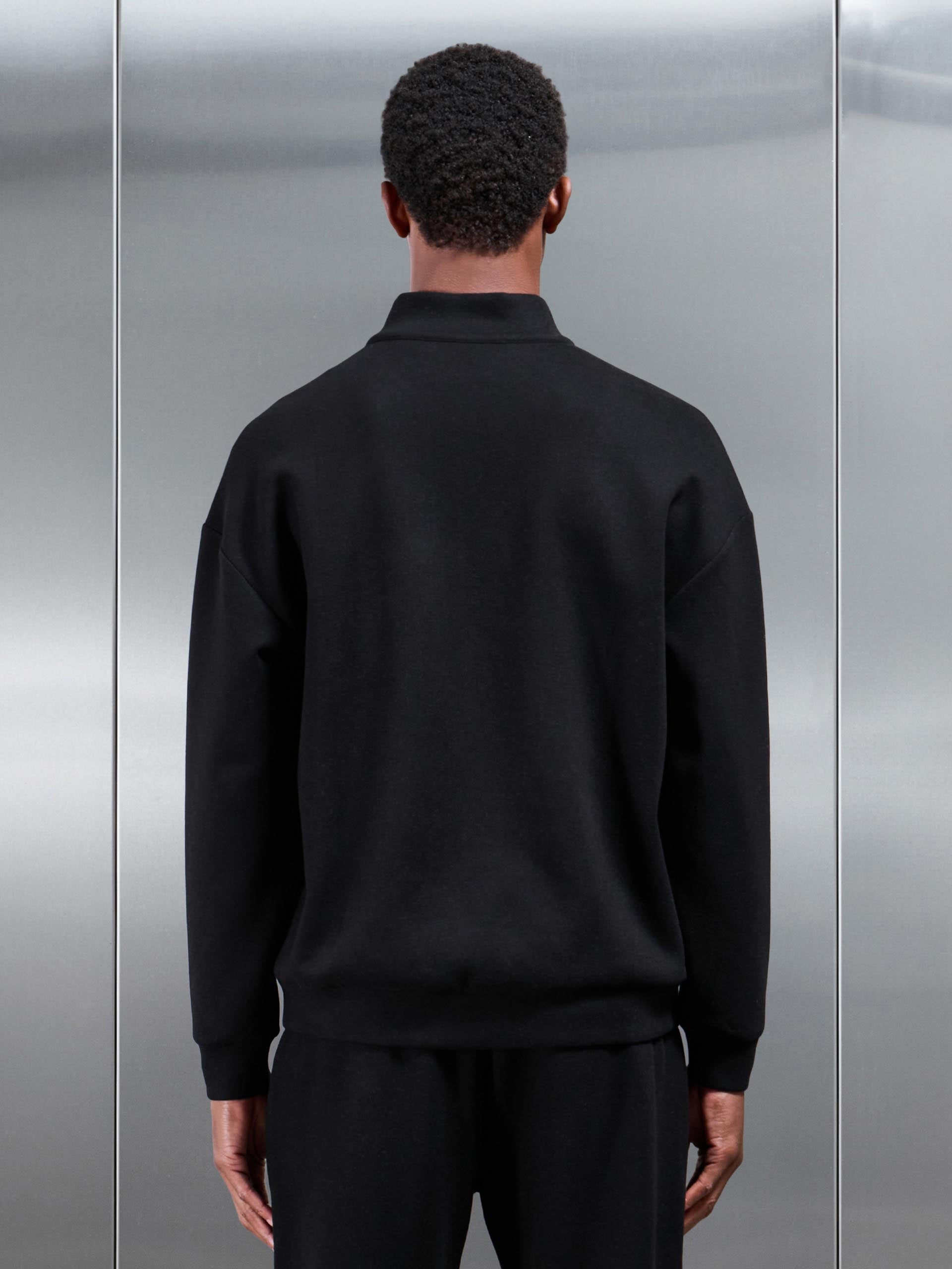 Relaxed Fit Knitted Half Zip in Black