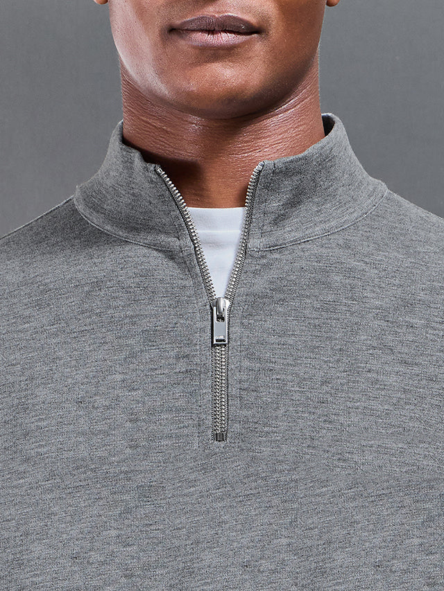 Relaxed Fit Knitted Half Zip in Charcoal Marl