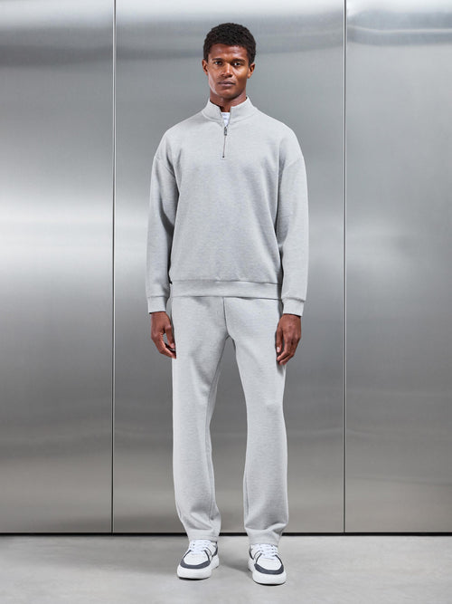 Relaxed Fit Knitted Half Zip in Marl Grey