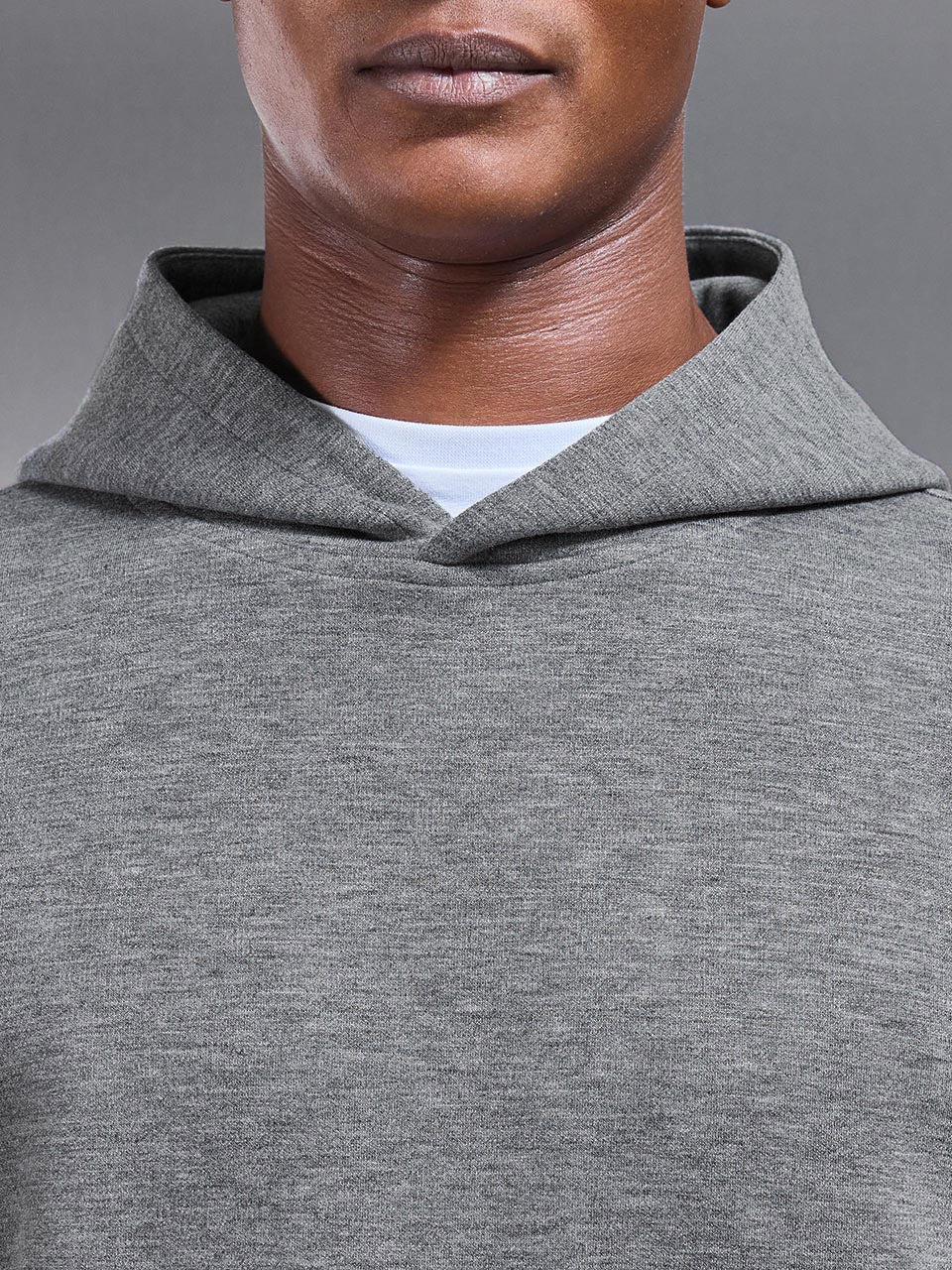 Relaxed Fit Knitted Hoodie in Charcoal Marl