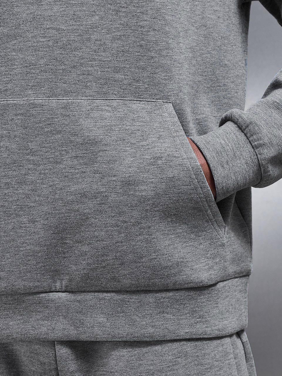 Relaxed Fit Knitted Hoodie in Charcoal Marl