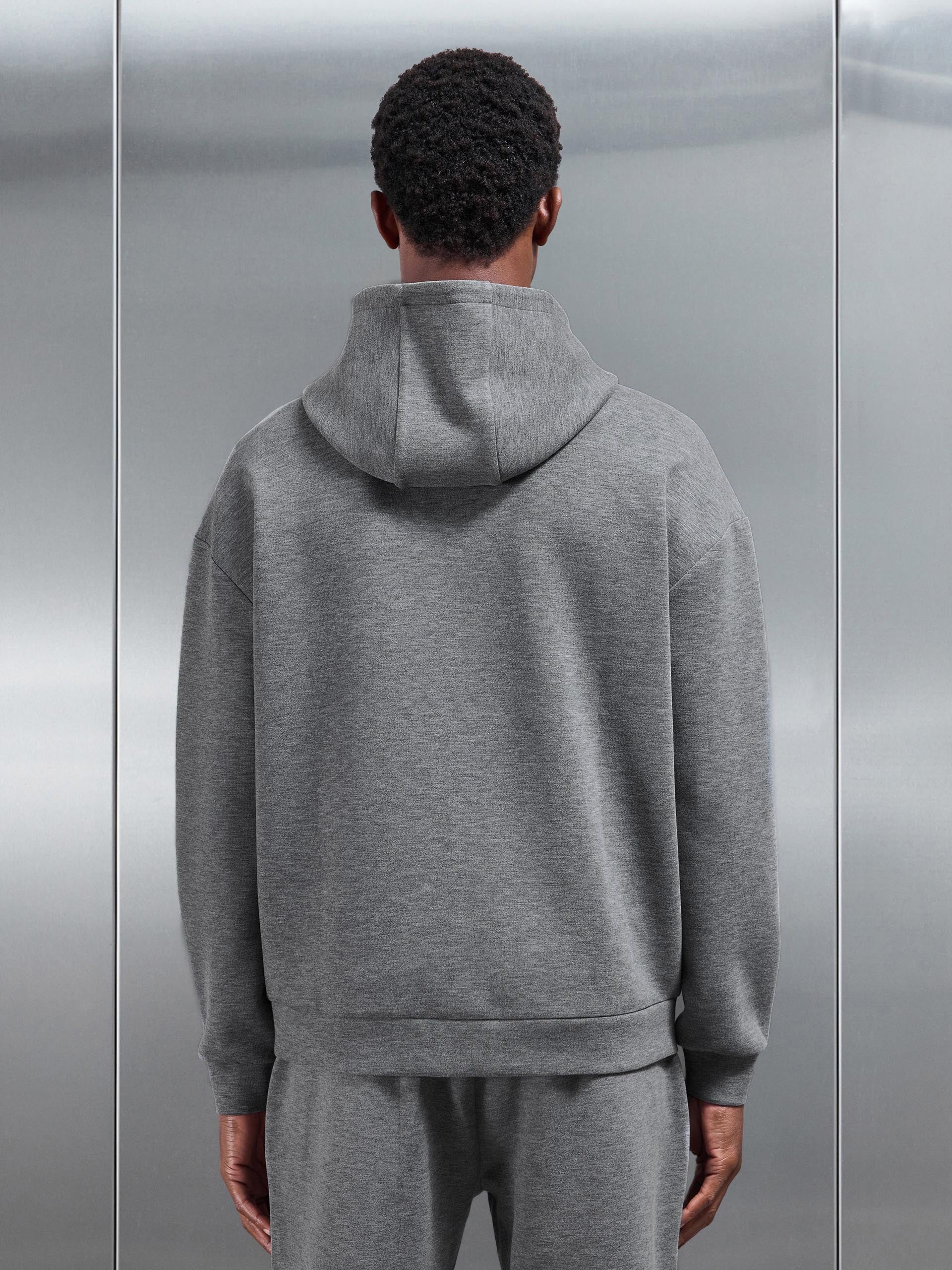 Relaxed Fit Knitted Hoodie in Charcoal Marl
