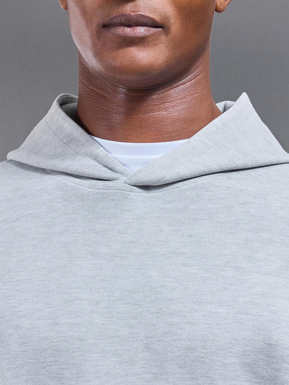 Relaxed Fit Knitted Hoodie in Marl Grey