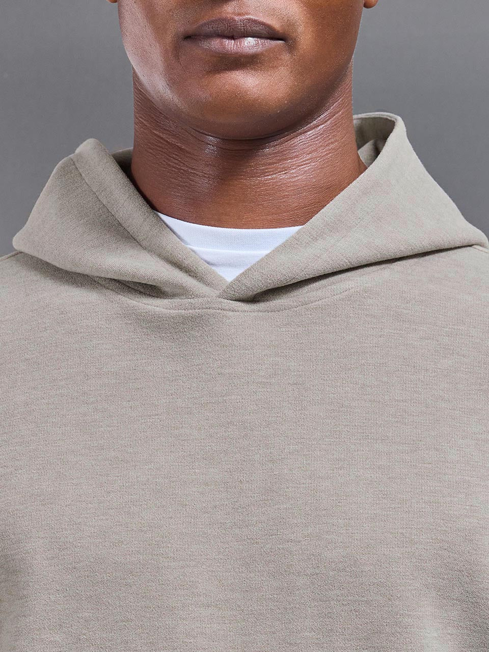 Relaxed Fit Knitted Hoodie in Stone