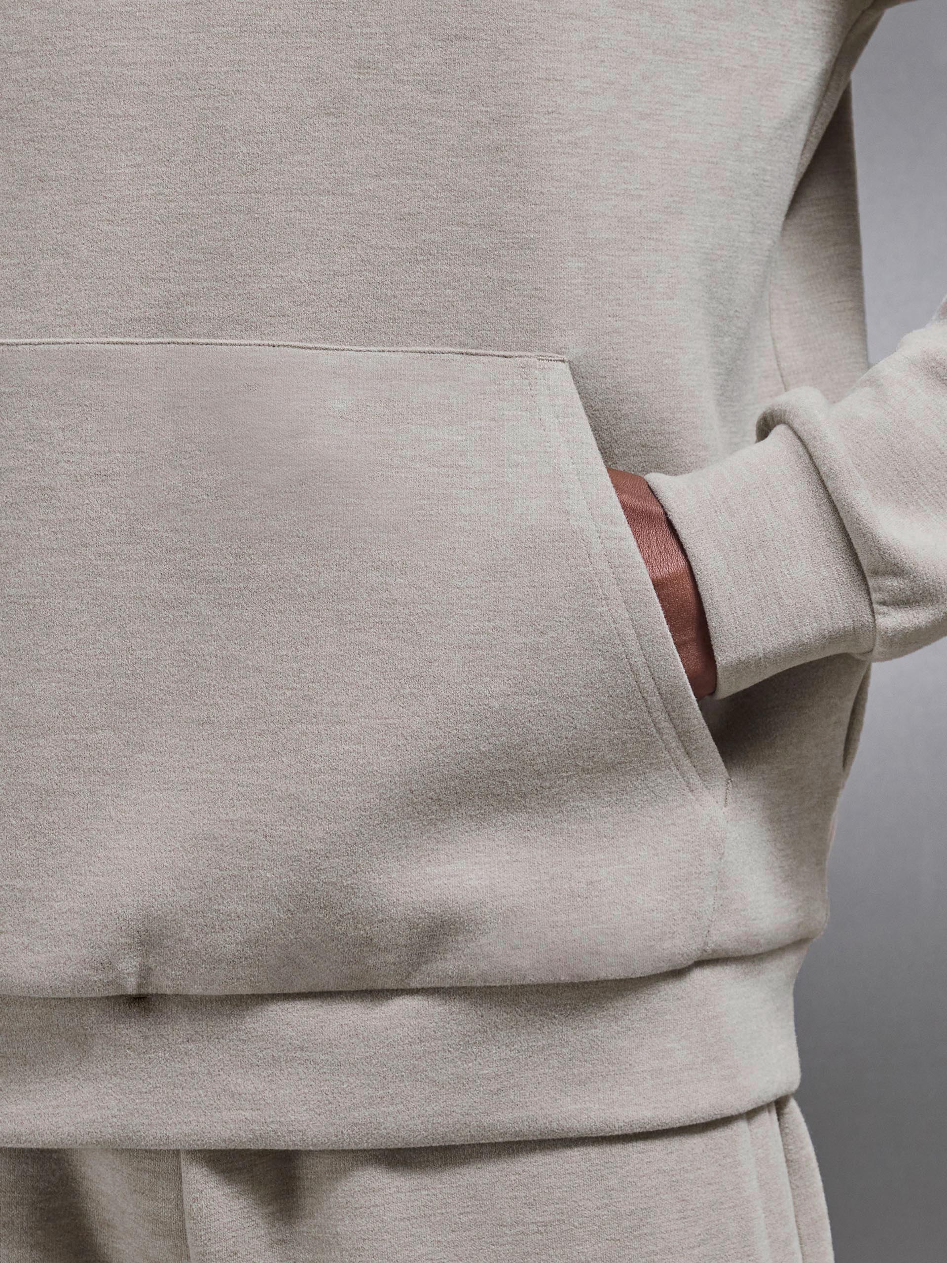 Relaxed Fit Knitted Hoodie in Stone