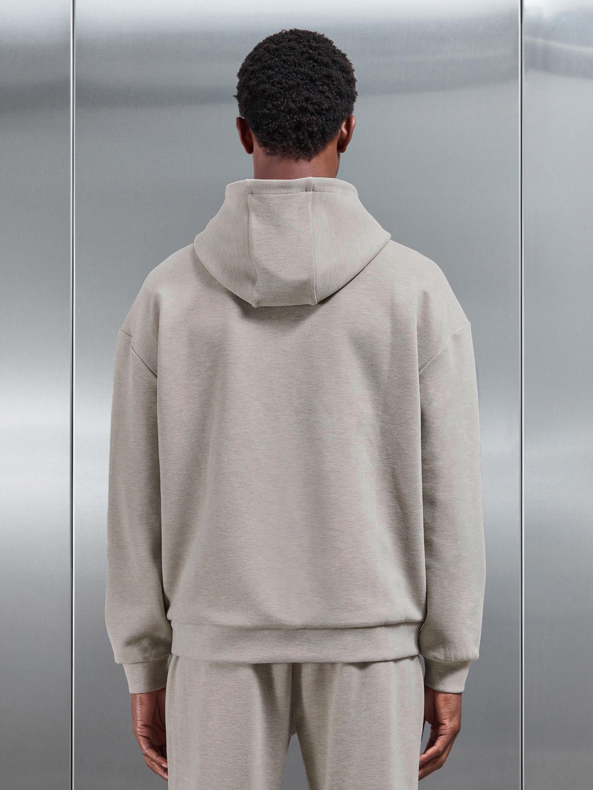 Relaxed Fit Knitted Hoodie in Stone