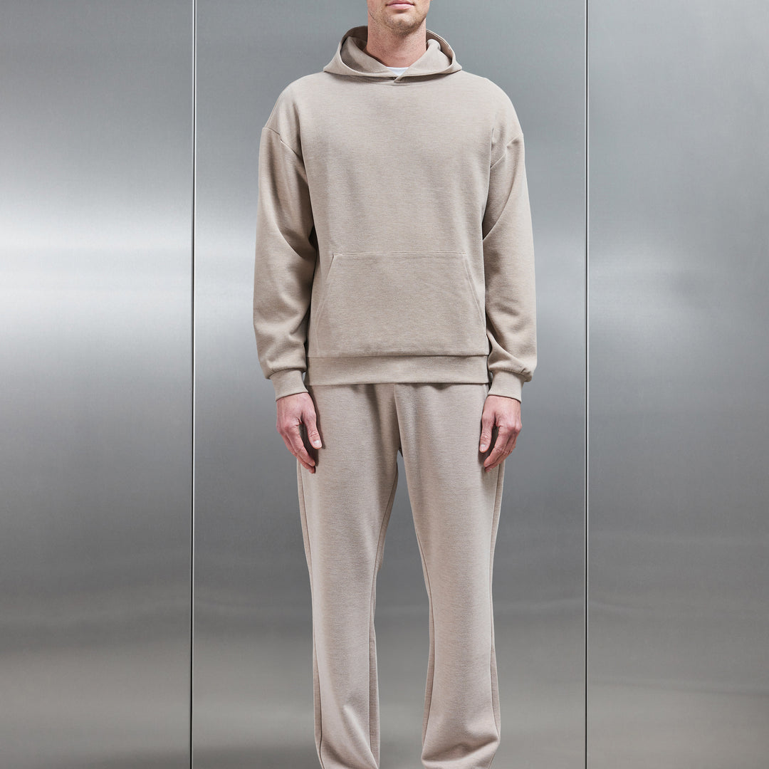 Relaxed Fit Knitted Hoodie in Stone