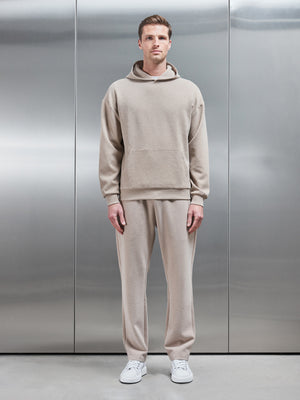 Relaxed Fit Knitted Hoodie in Stone