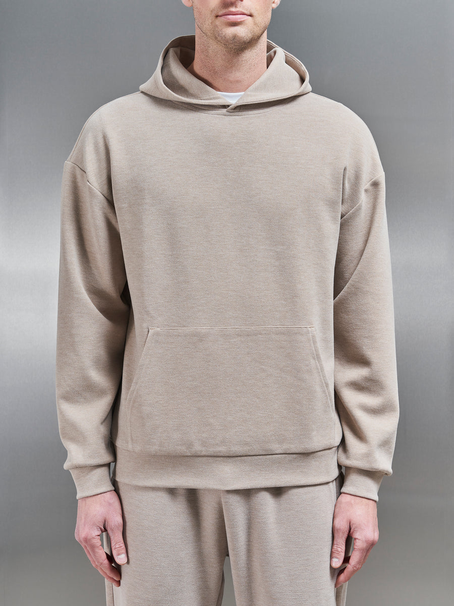 Relaxed Fit Knitted Hoodie in Stone