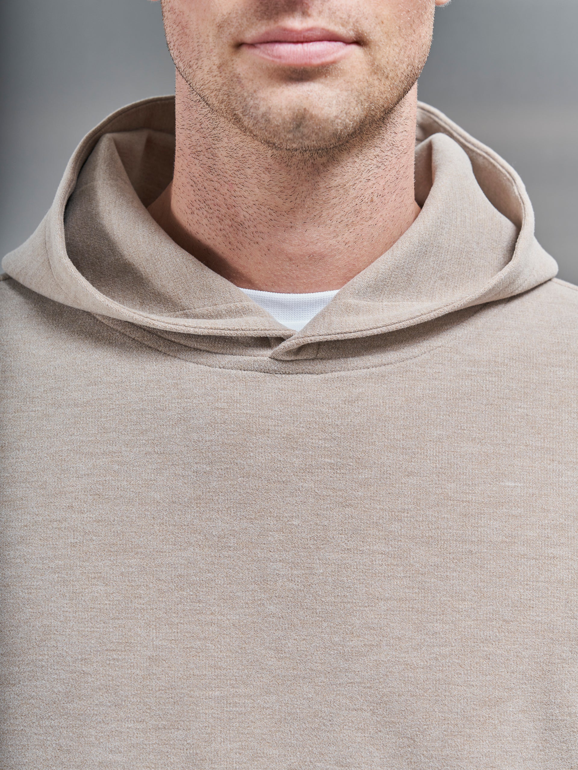 Relaxed Fit Knitted Hoodie in Stone