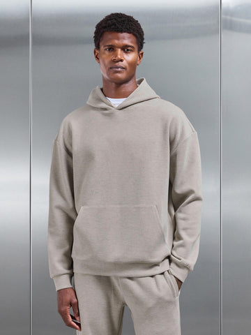 Relaxed Fit Knitted Hoodie in Stone