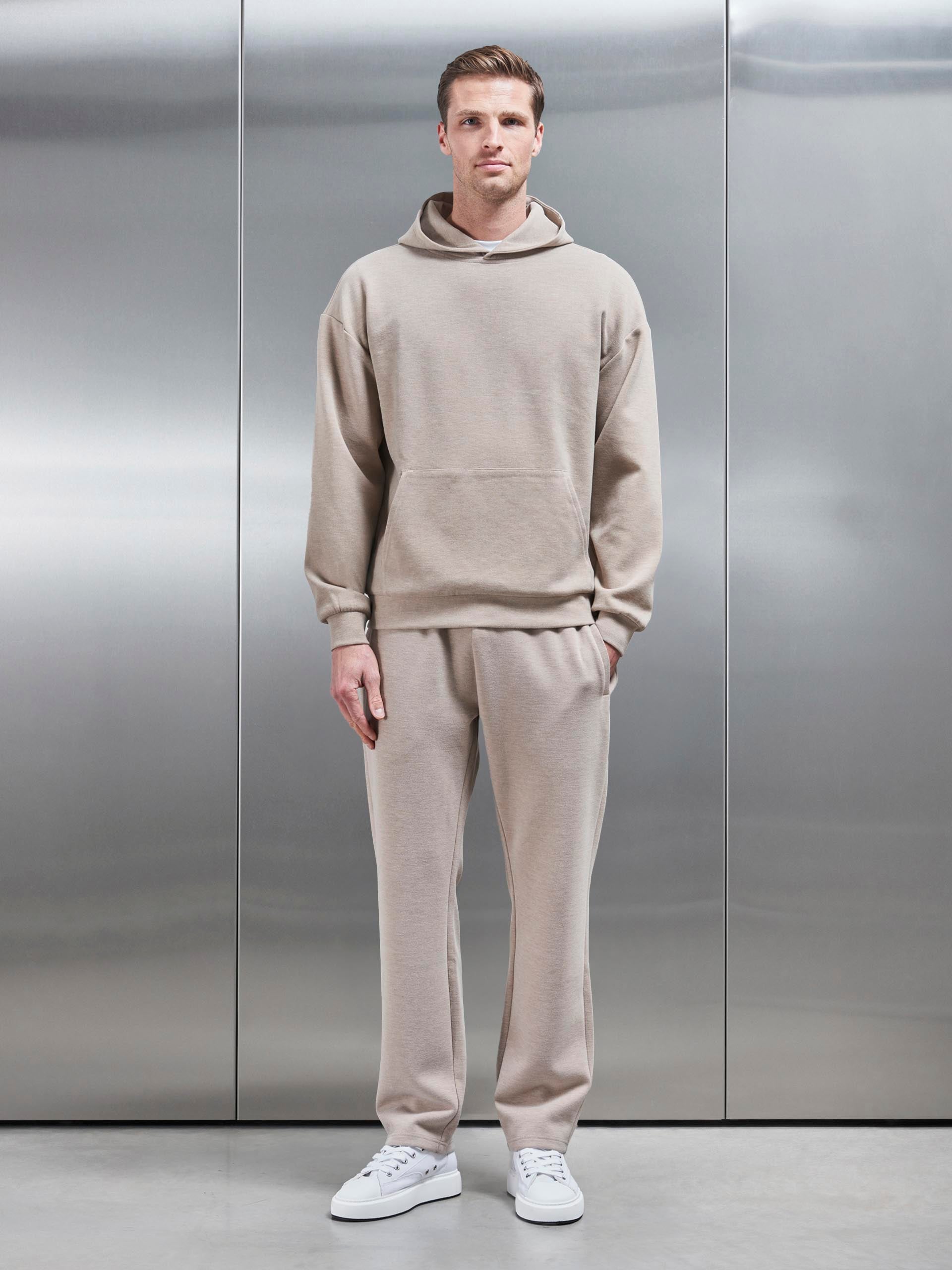 Relaxed Straight Leg Knitted Jogger in Stone