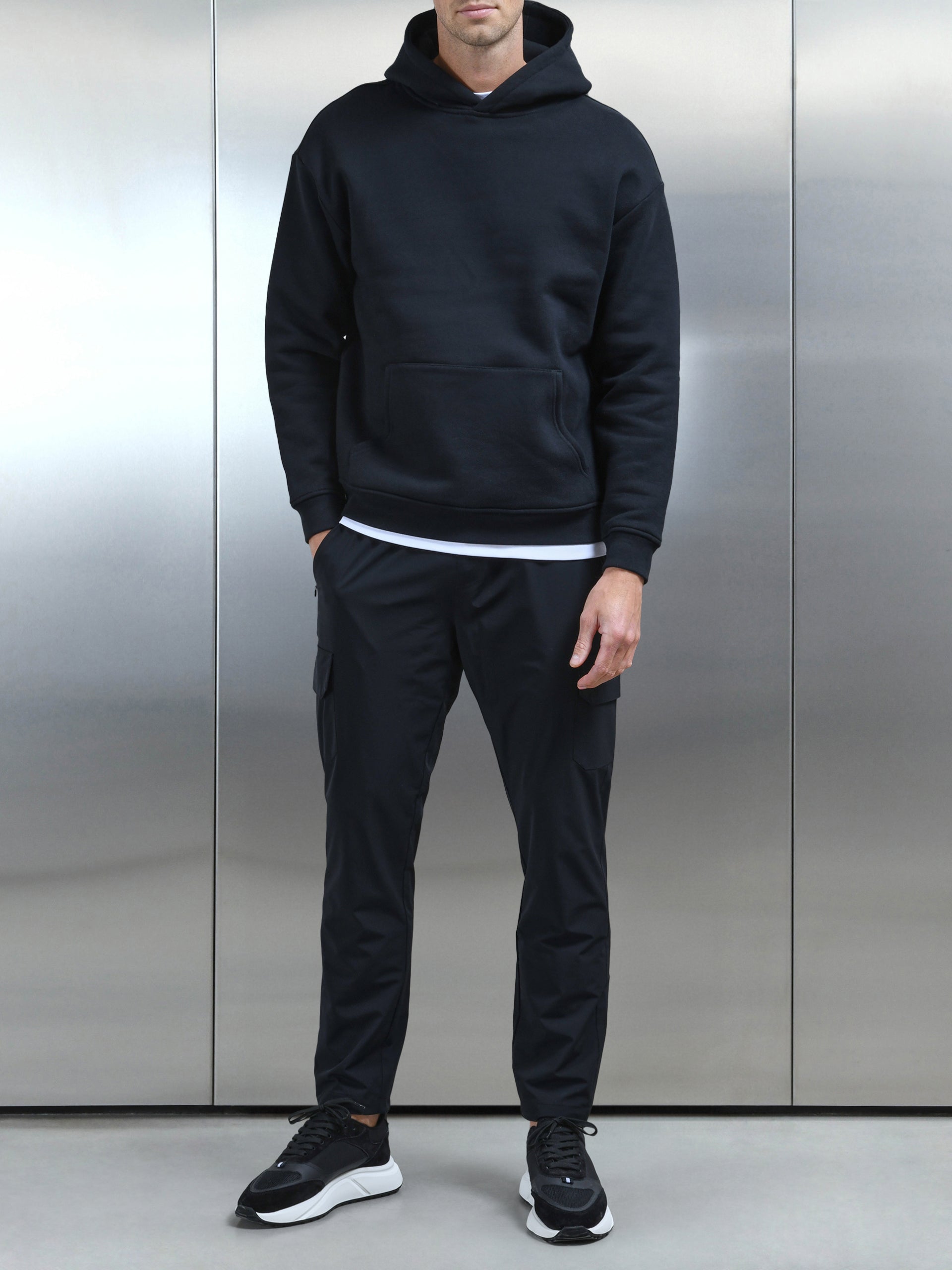 Relaxed Technical Nylon Cargo Pant in Black