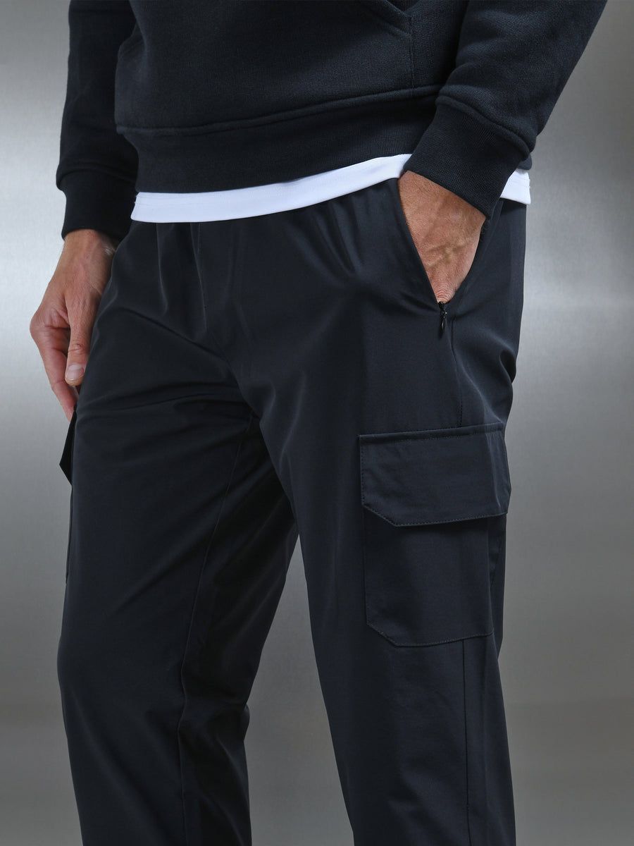 Relaxed Technical Nylon Cargo Pant in Black