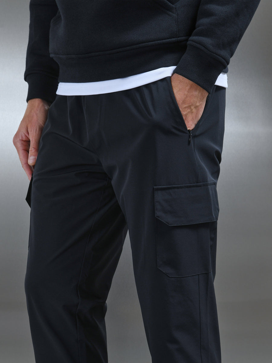Relaxed Fit Nylon Cargo Pant in Black