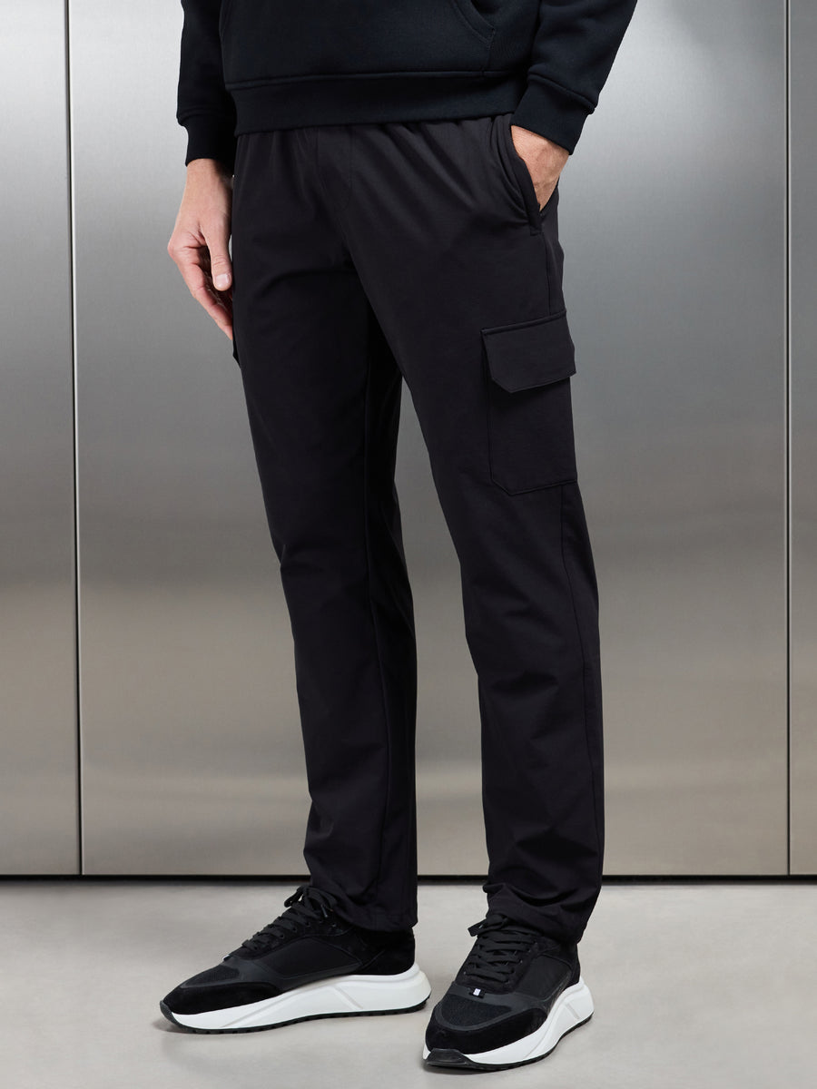 Relaxed Fit Nylon Cargo Pant in Black