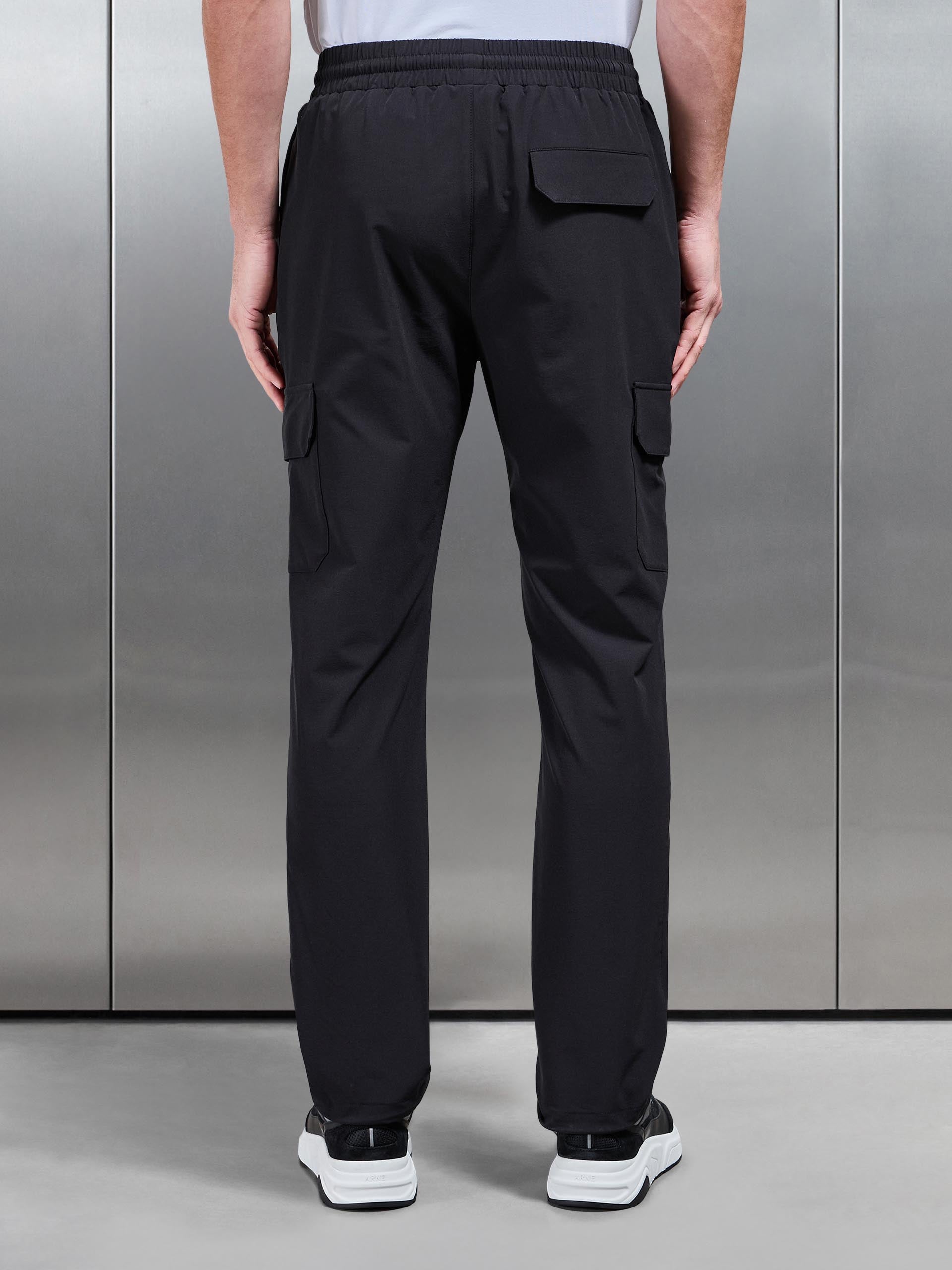 Relaxed Fit Nylon Cargo Pant in Black
