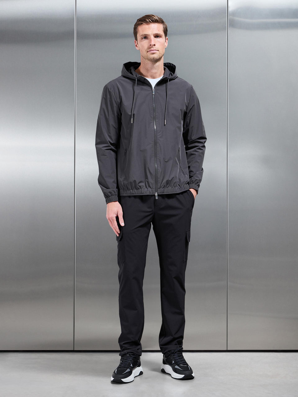 Relaxed Fit Nylon Cargo Pant in Black