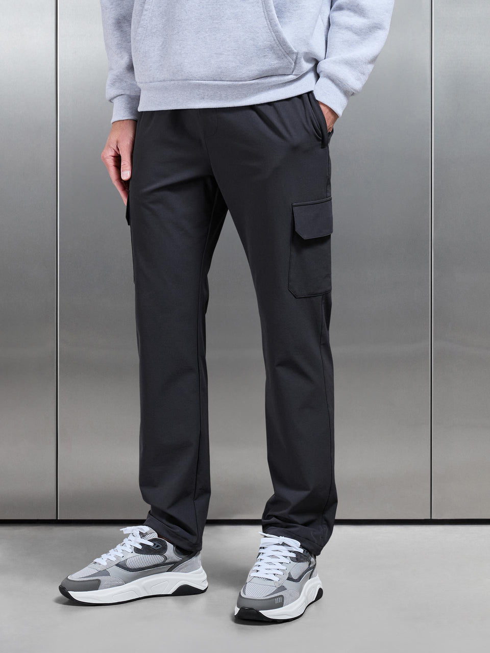 Relaxed Fit Nylon Cargo Pant in Grey