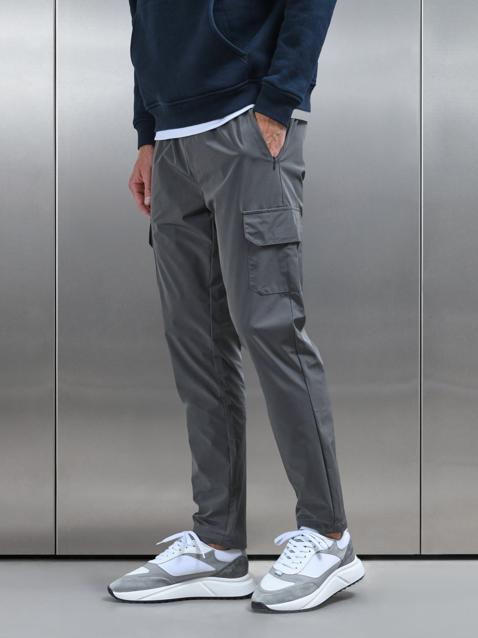 Relaxed Technical Nylon Cargo Pant in Grey