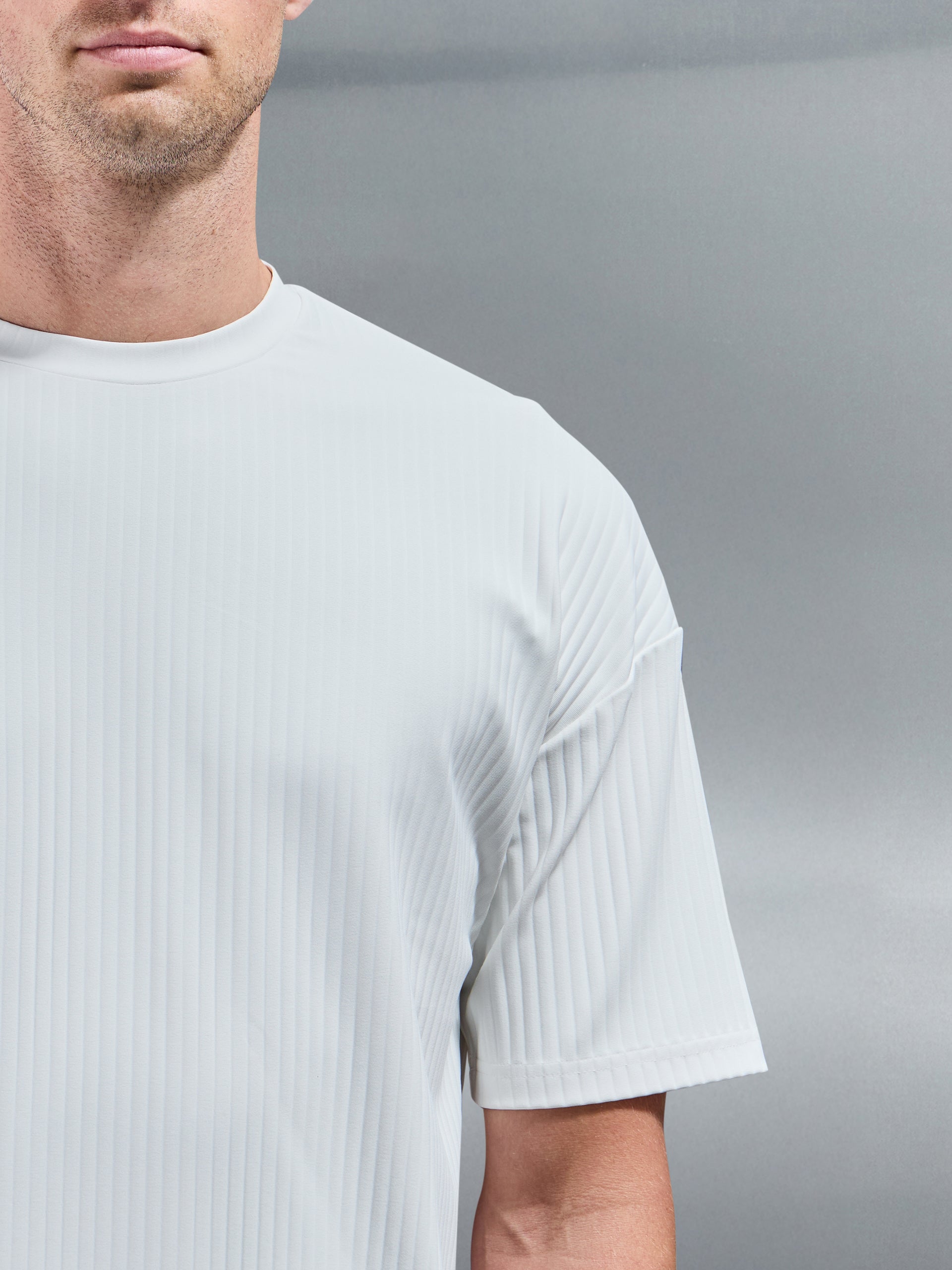 Relaxed Fit Pleated T-Shirt in Off White