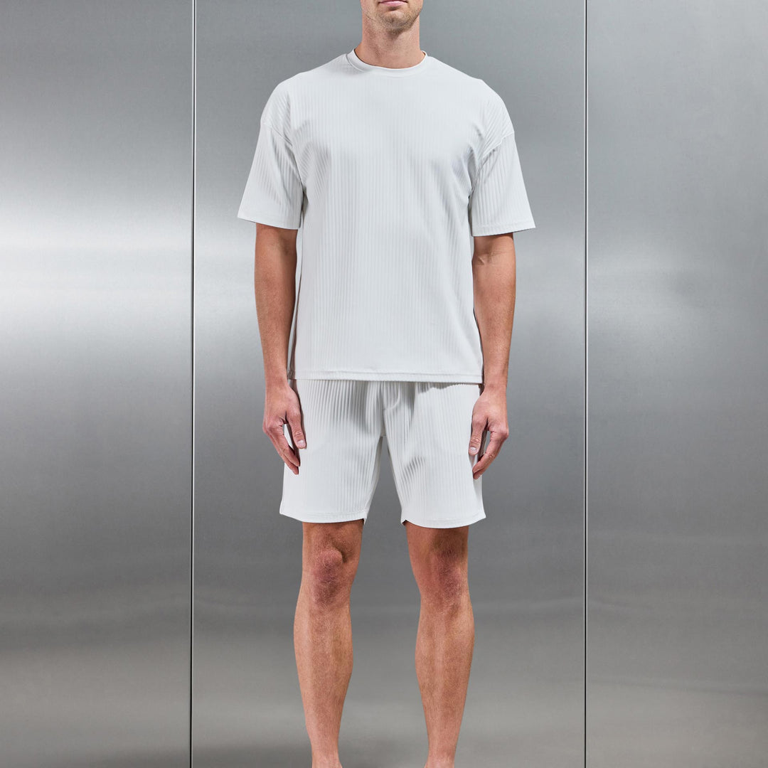 Relaxed Fit Pleated T-Shirt in Off White