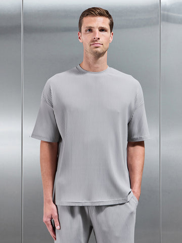 Relaxed Fit Pleated T-Shirt in Stone