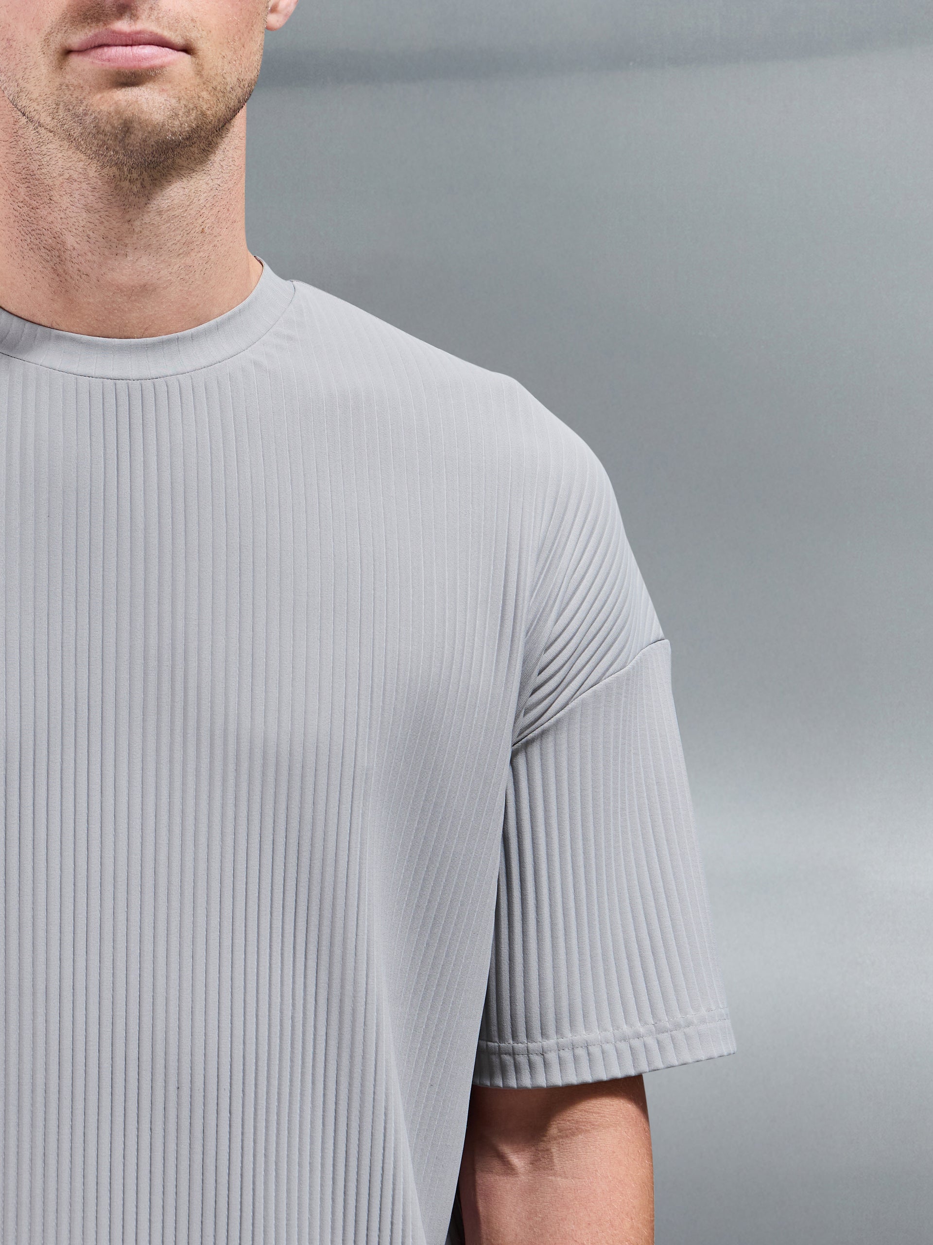Relaxed Fit Pleated T-Shirt in Stone