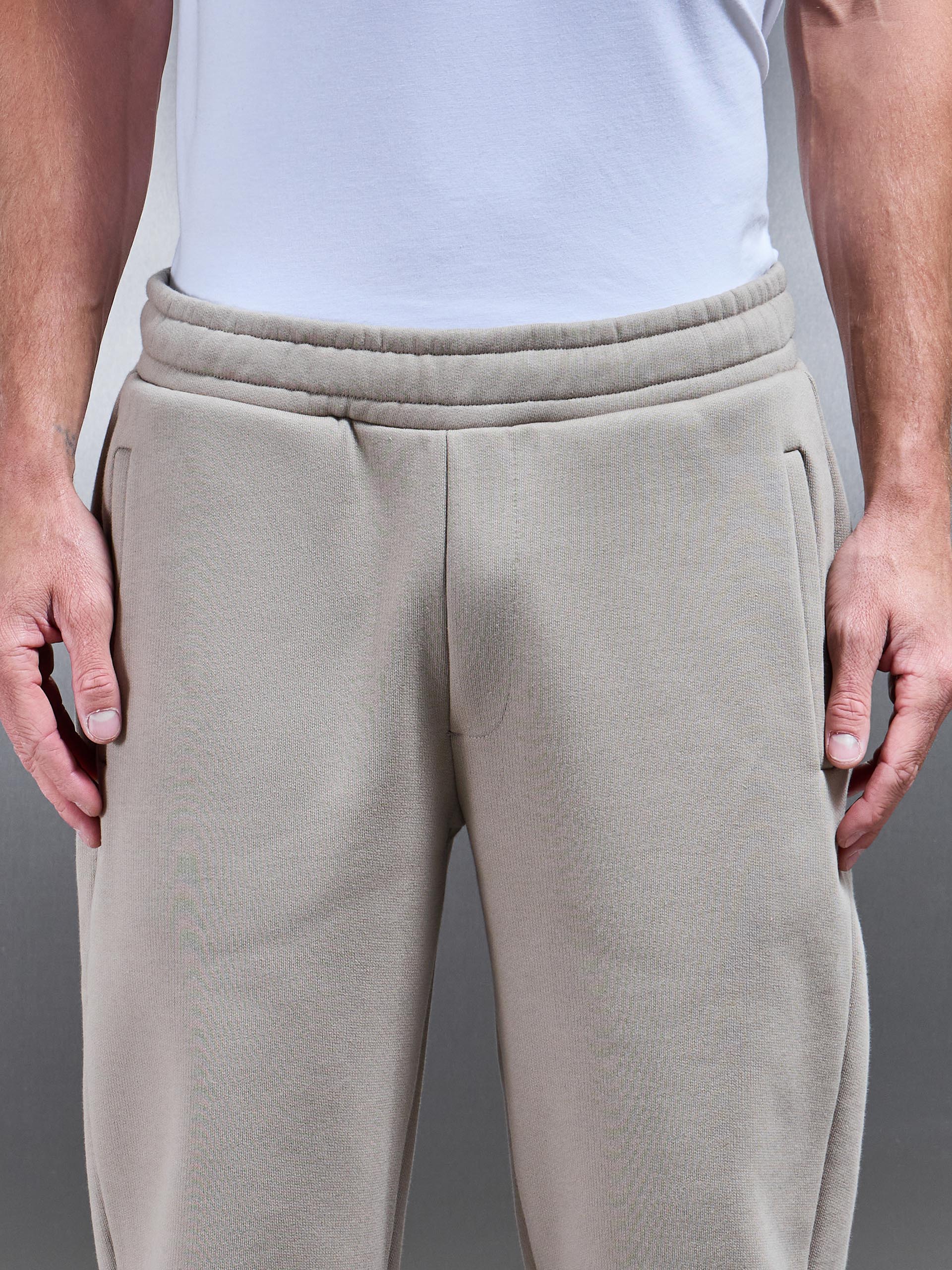 Relaxed Fit Straight Leg Jogger in Stone