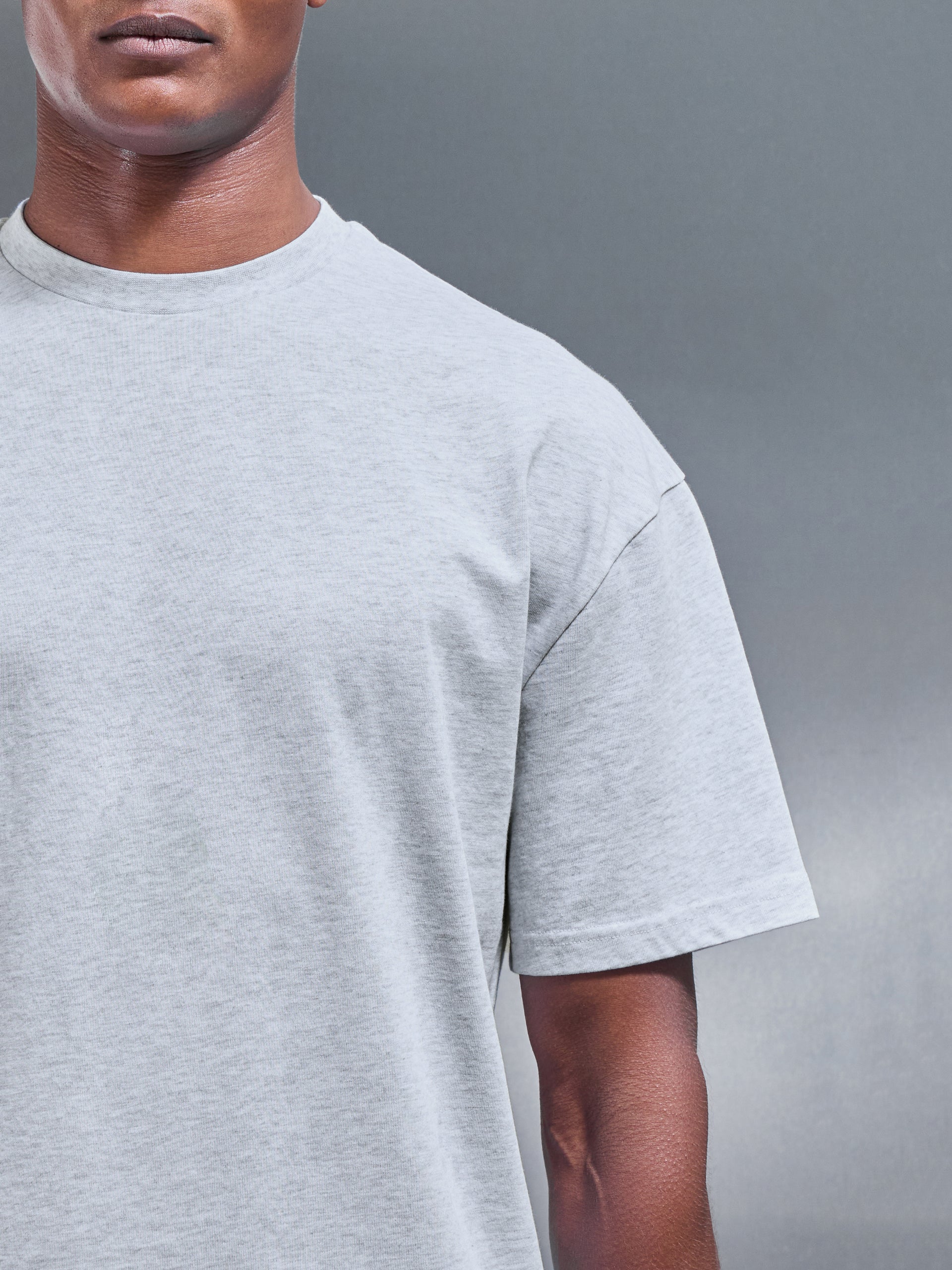 Relaxed Fit Cotton T-Shirt in Marl Grey