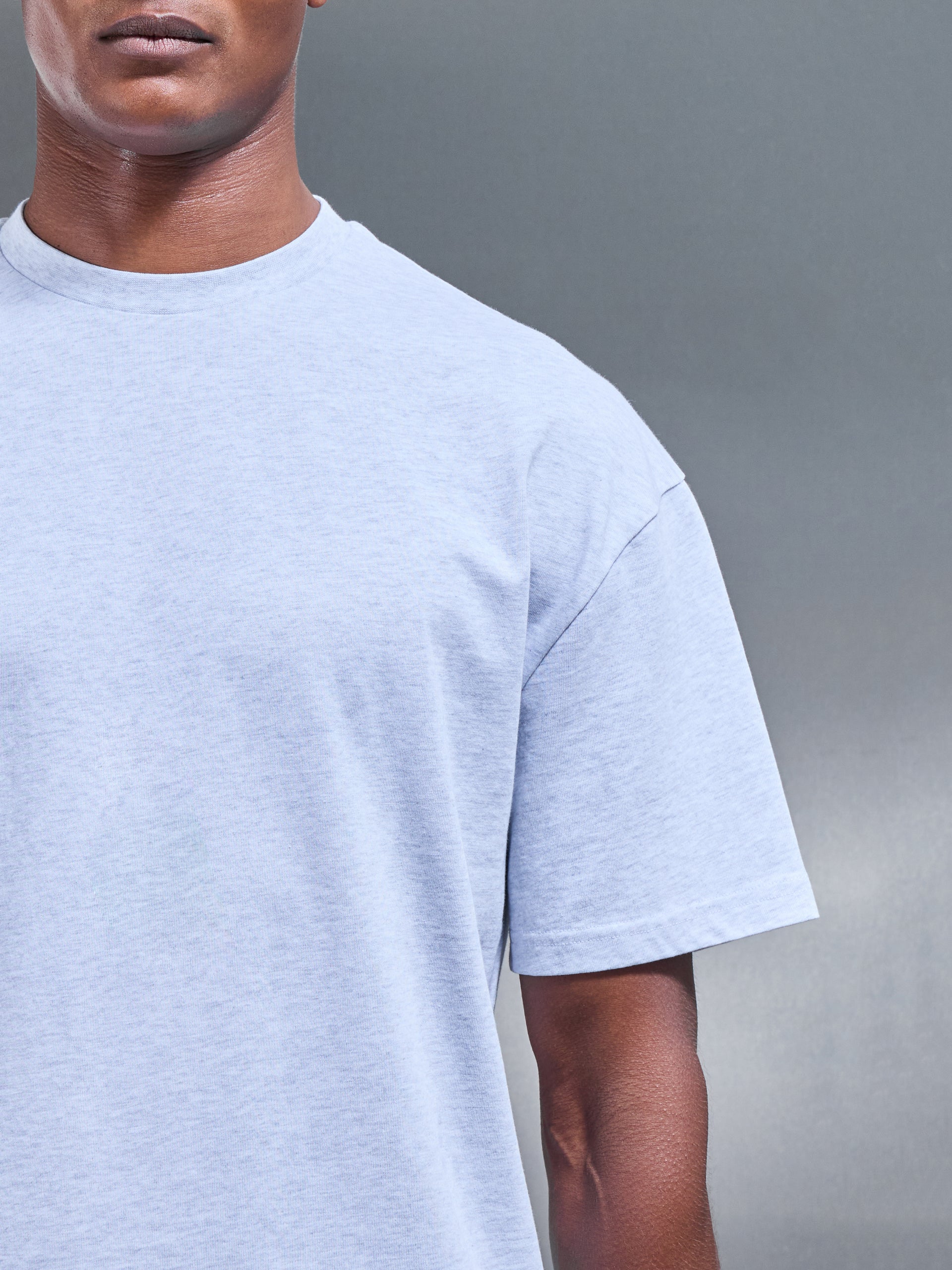 Relaxed Fit Cotton T-Shirt in Marl Grey