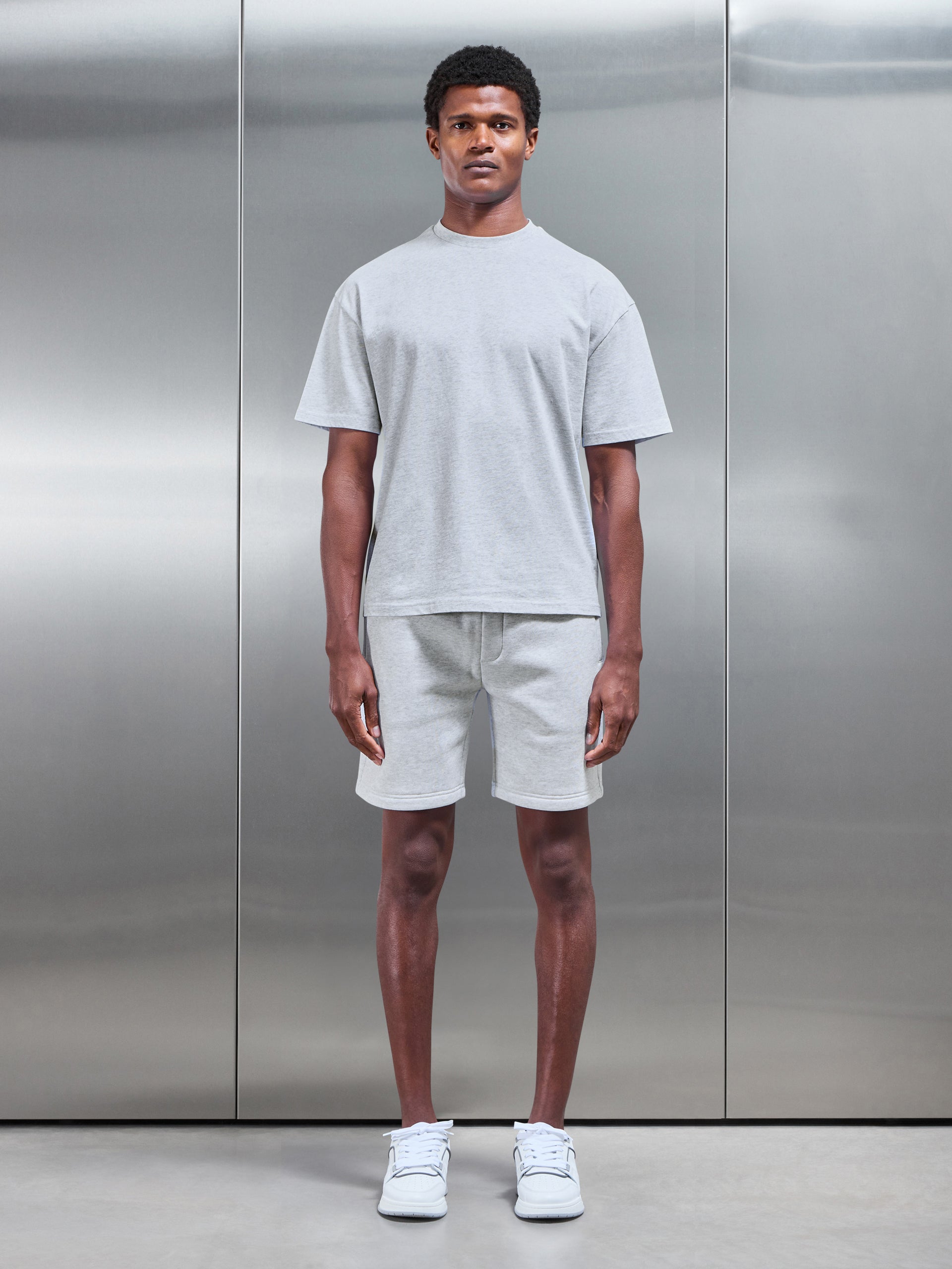 Relaxed Fit Cotton T-Shirt in Marl Grey