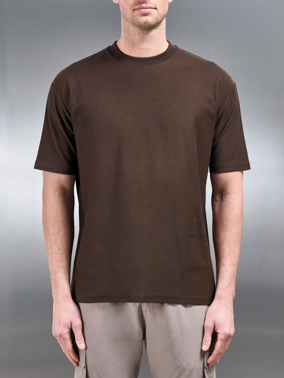 Relaxed Fit Cotton T-Shirt in Brown