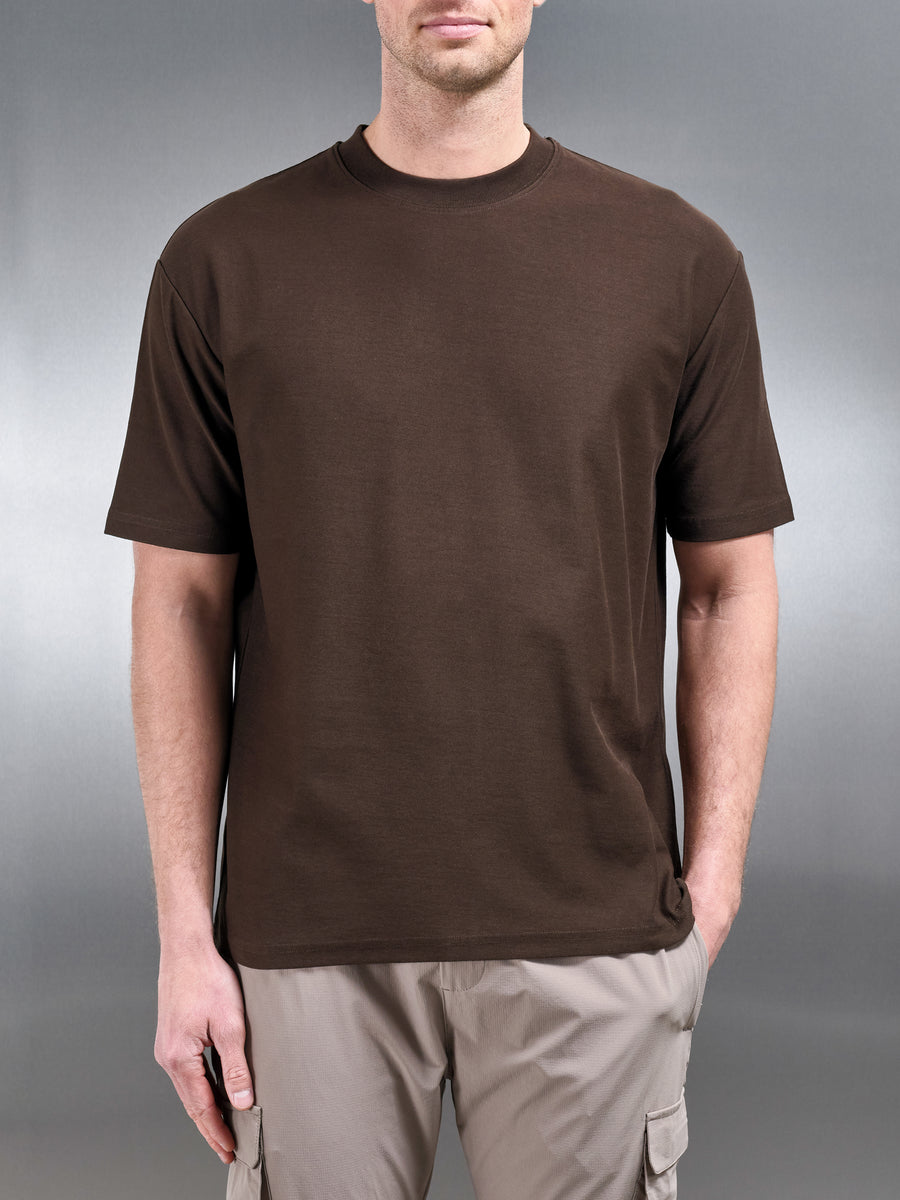 Relaxed Fit Cotton T-Shirt in Brown