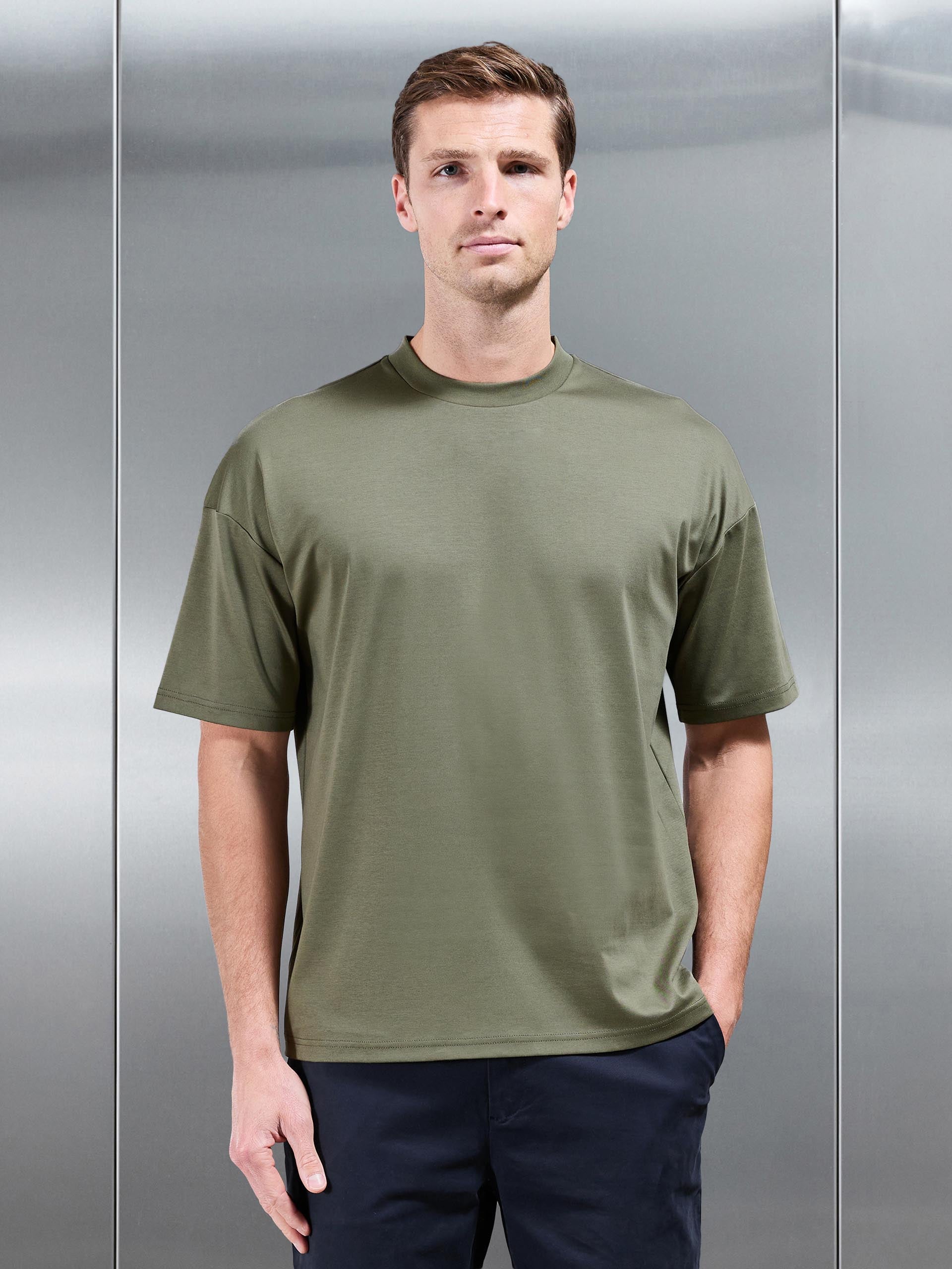 Relaxed Mercerised Interlock T-Shirt in Sage