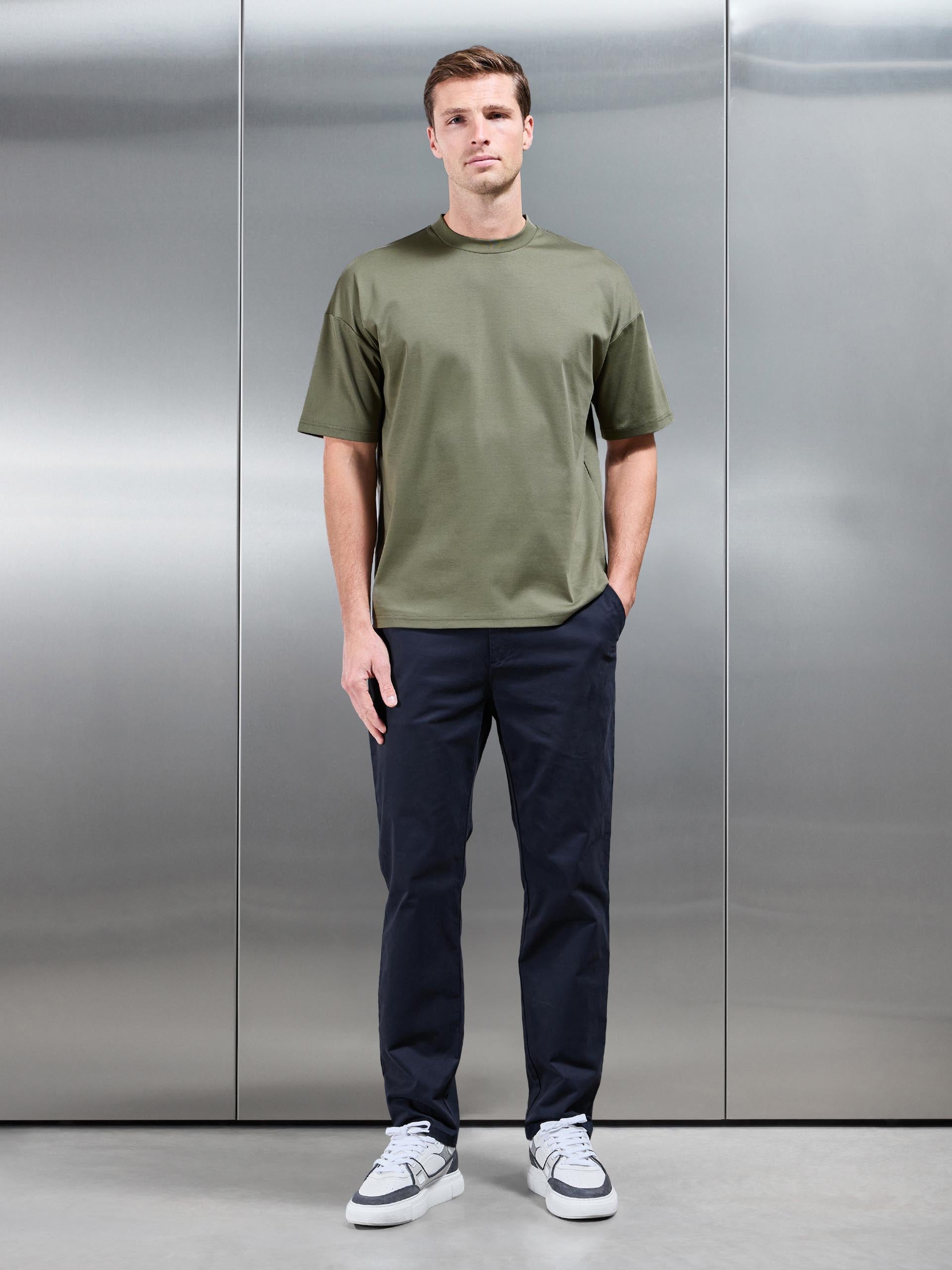 Relaxed Mercerised Interlock T-Shirt in Sage